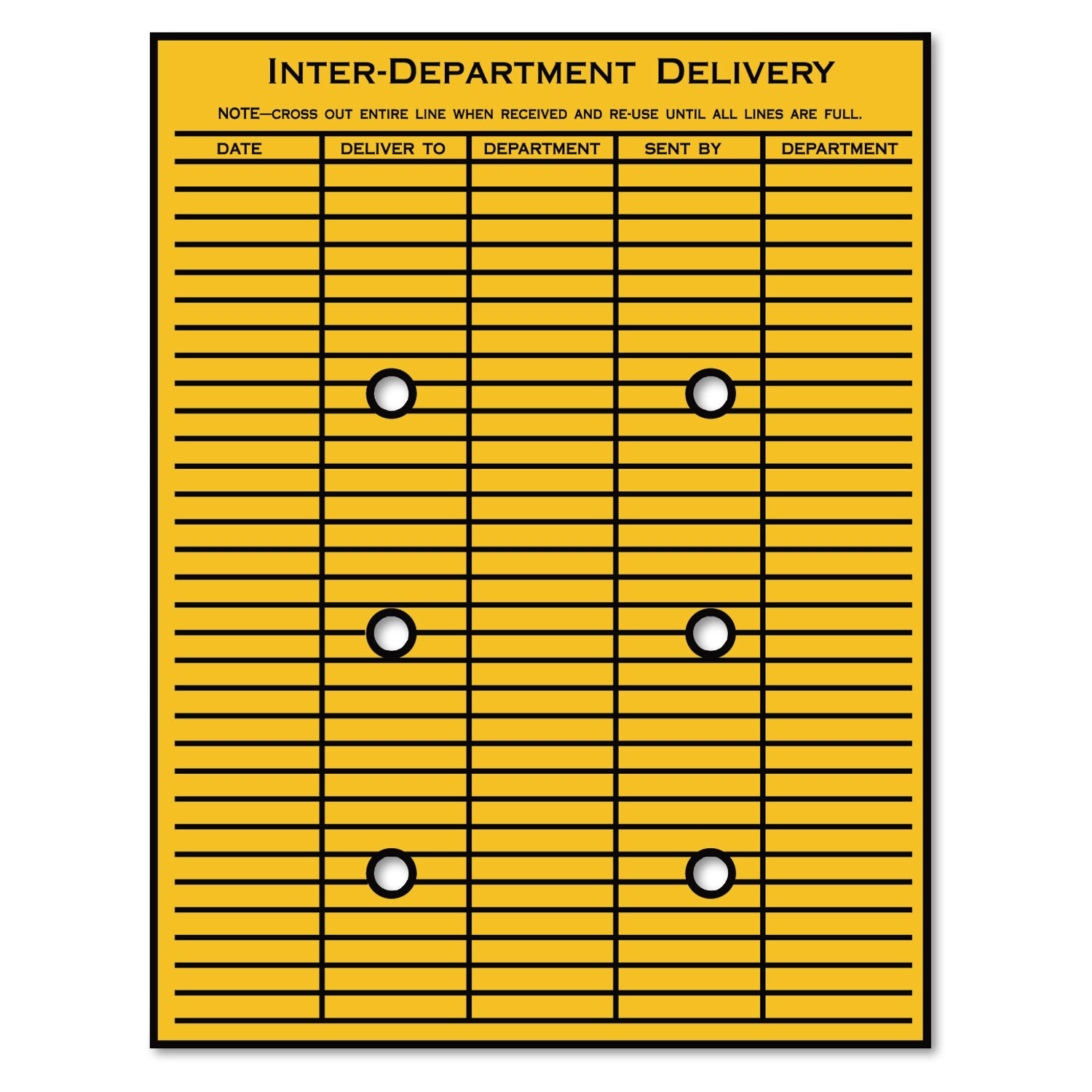 Brown Kraft String/Button Interoffice Envelope, #97, Two-Sided Five-Column Format, 52-Entries, 10 x 13, Brown Kraft, 100/CT -