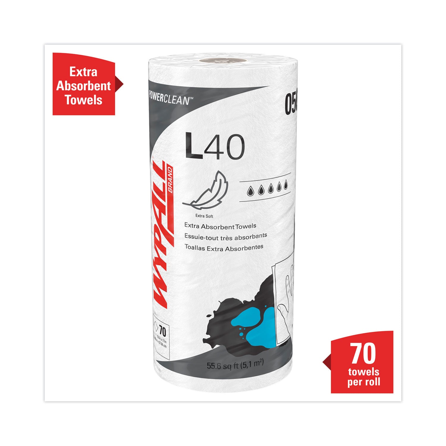 L40 Towels, Small Roll, 10.4 x 11, White, 70/Roll, 24 Rolls/Carton - 2