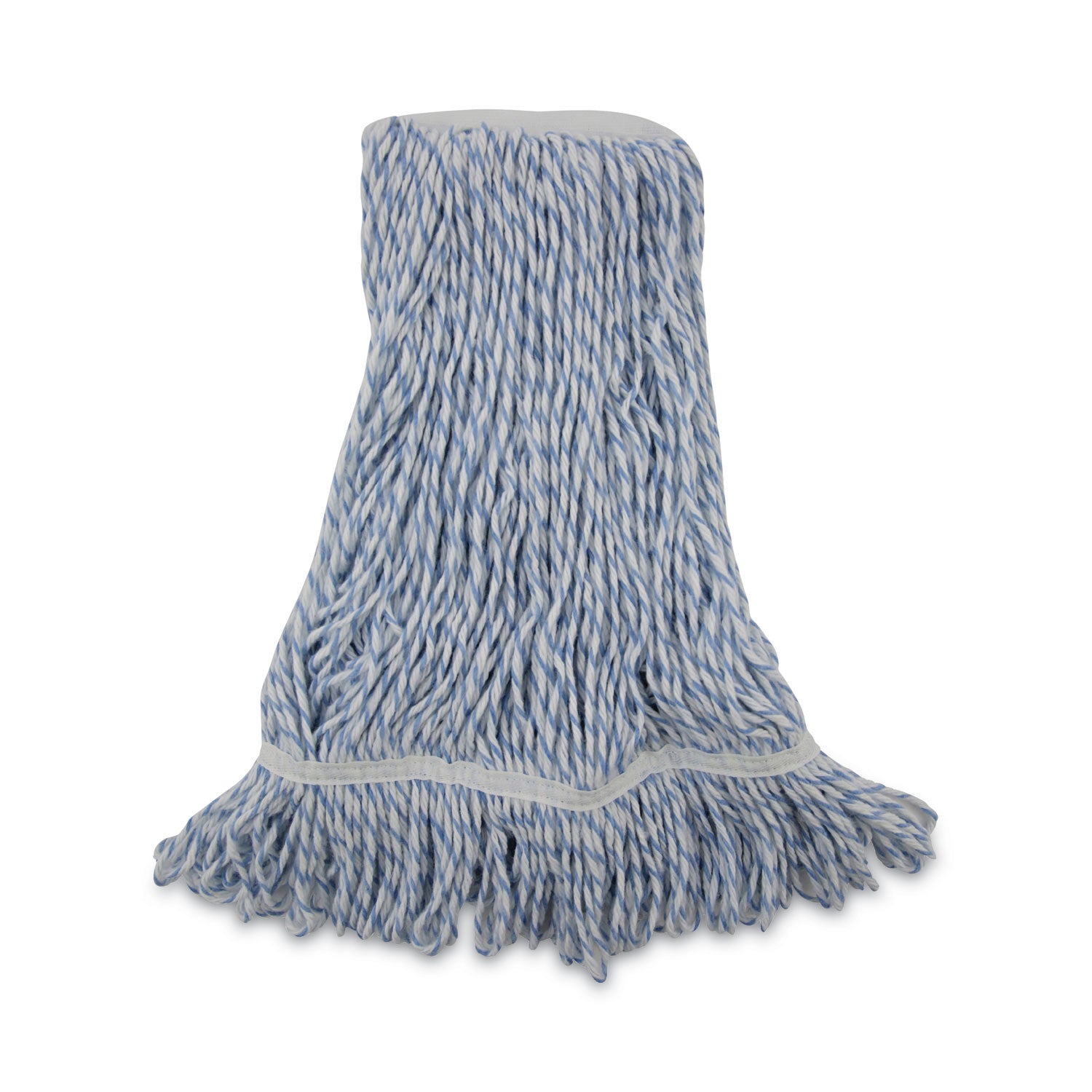 Mop Head, Floor Finish, Narrow, Rayon/Polyester, Medium, White/Blue, 12/Carton -