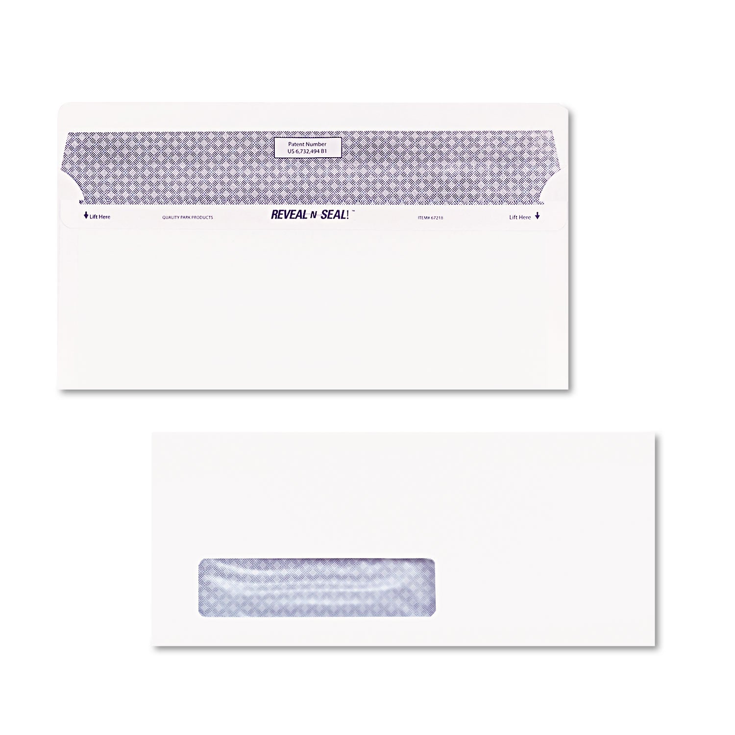 Reveal-N-Seal Security-Tint Envelope, Address Window, #10, Commercial Flap, Self-Adhesive Closure, 4.13 x 9.5, White, 500/Box -