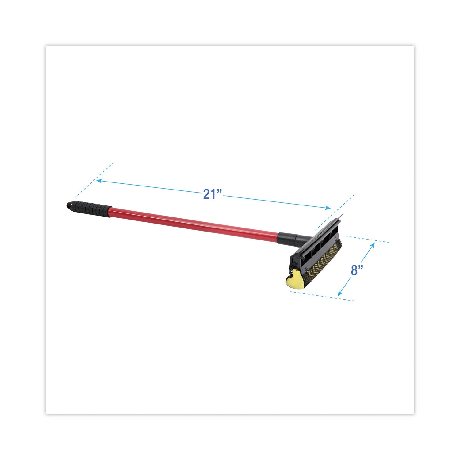 General-Duty Squeegee, 8" Wide Blade, Black/Red, 21" Handle -