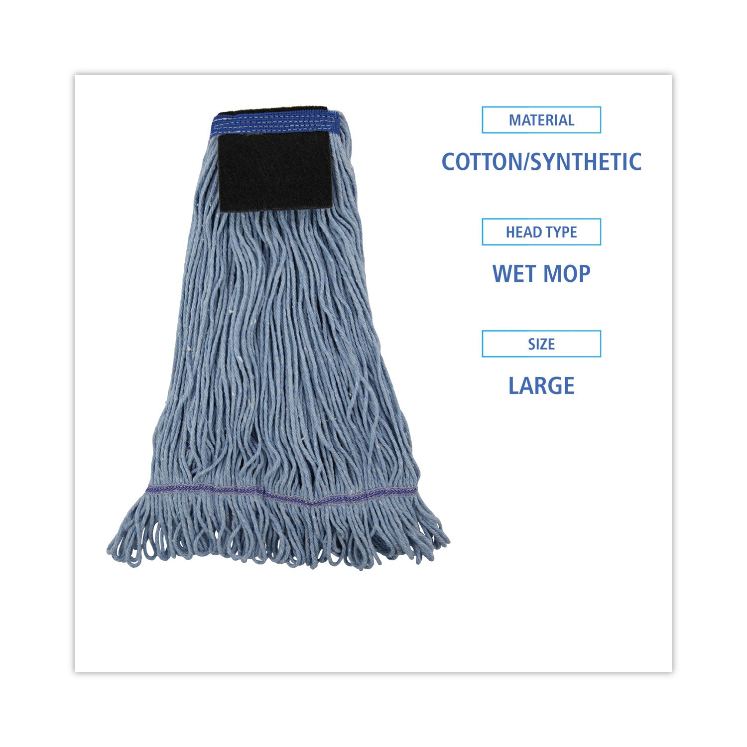 Mop Head, Loop-End, Cotton With Scrub Pad, Large, 12/Carton -