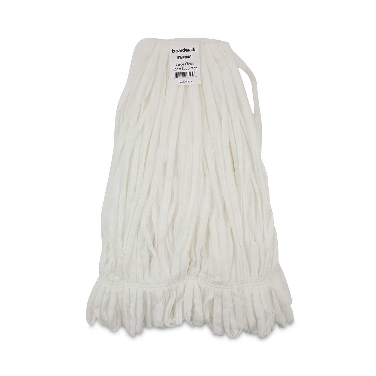 Mop Head, Looped, Enviro Clean With Tailband, Large, White, 12/Carton -