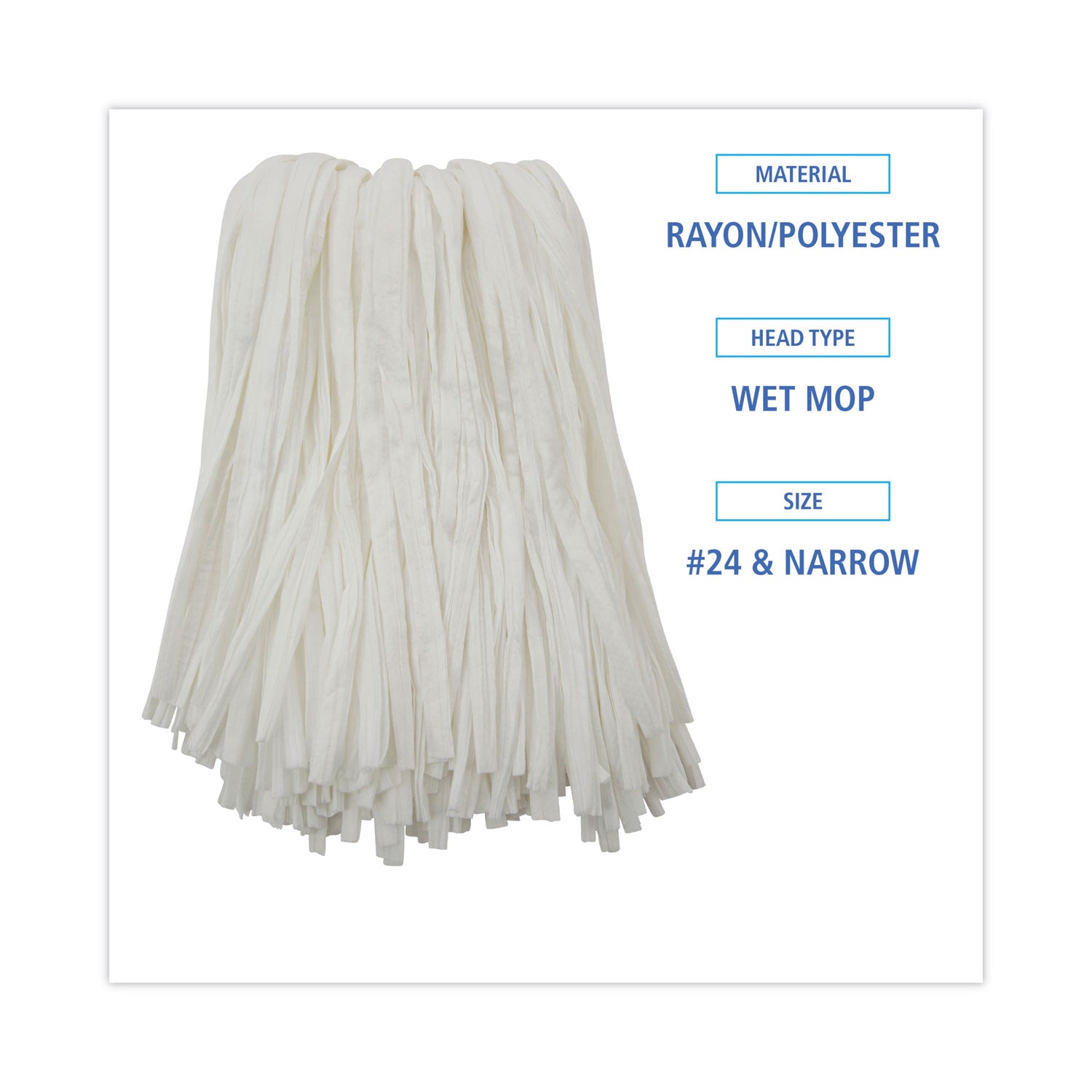 Nonwoven Cut End Edge Mop, Rayon/Polyester, #24, White, 12/Carton -