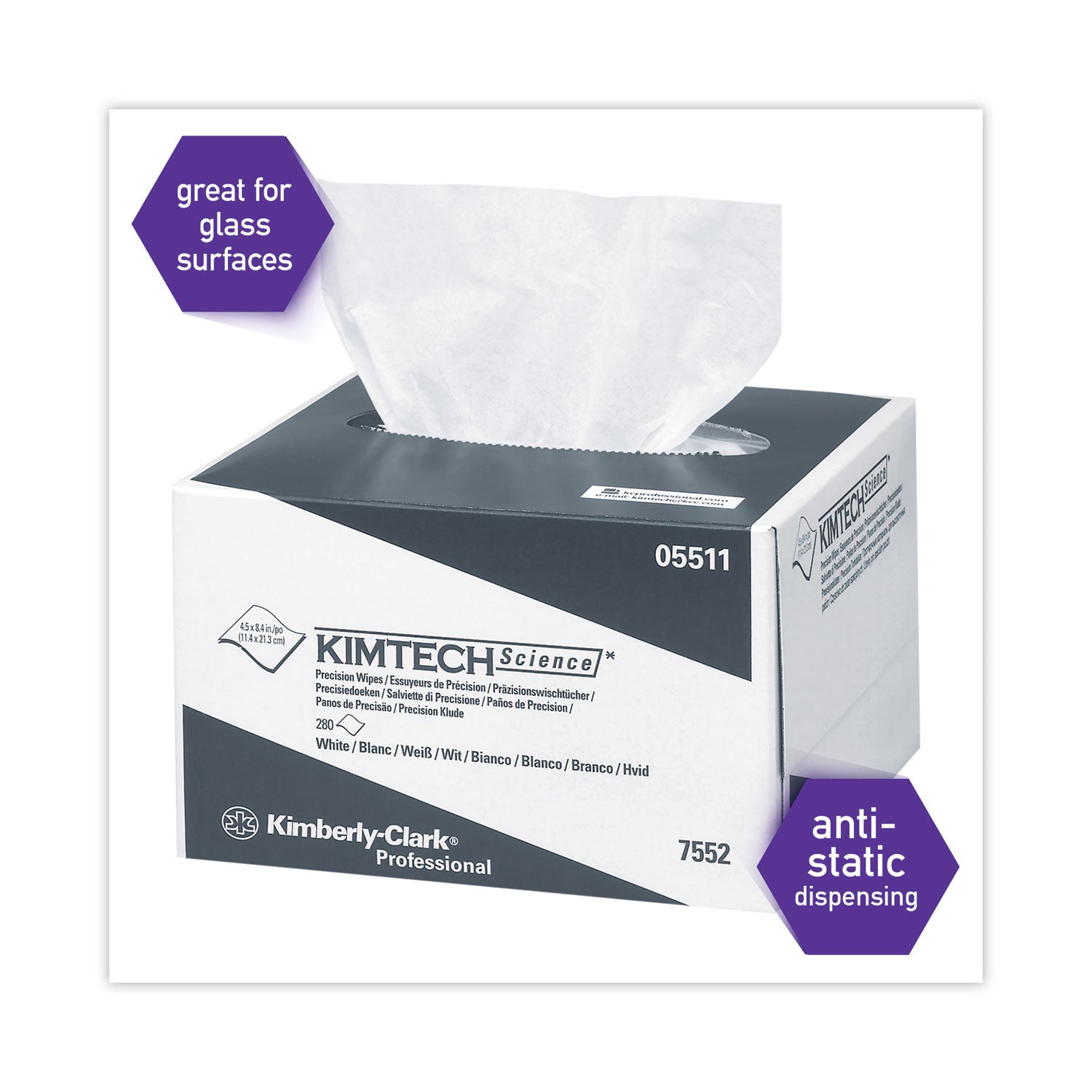 Precision Wipers, POP-UP Box, 1-Ply, 4.4 x 8.4, Unscented, White, 280/Box, 60 Boxes/Carton -