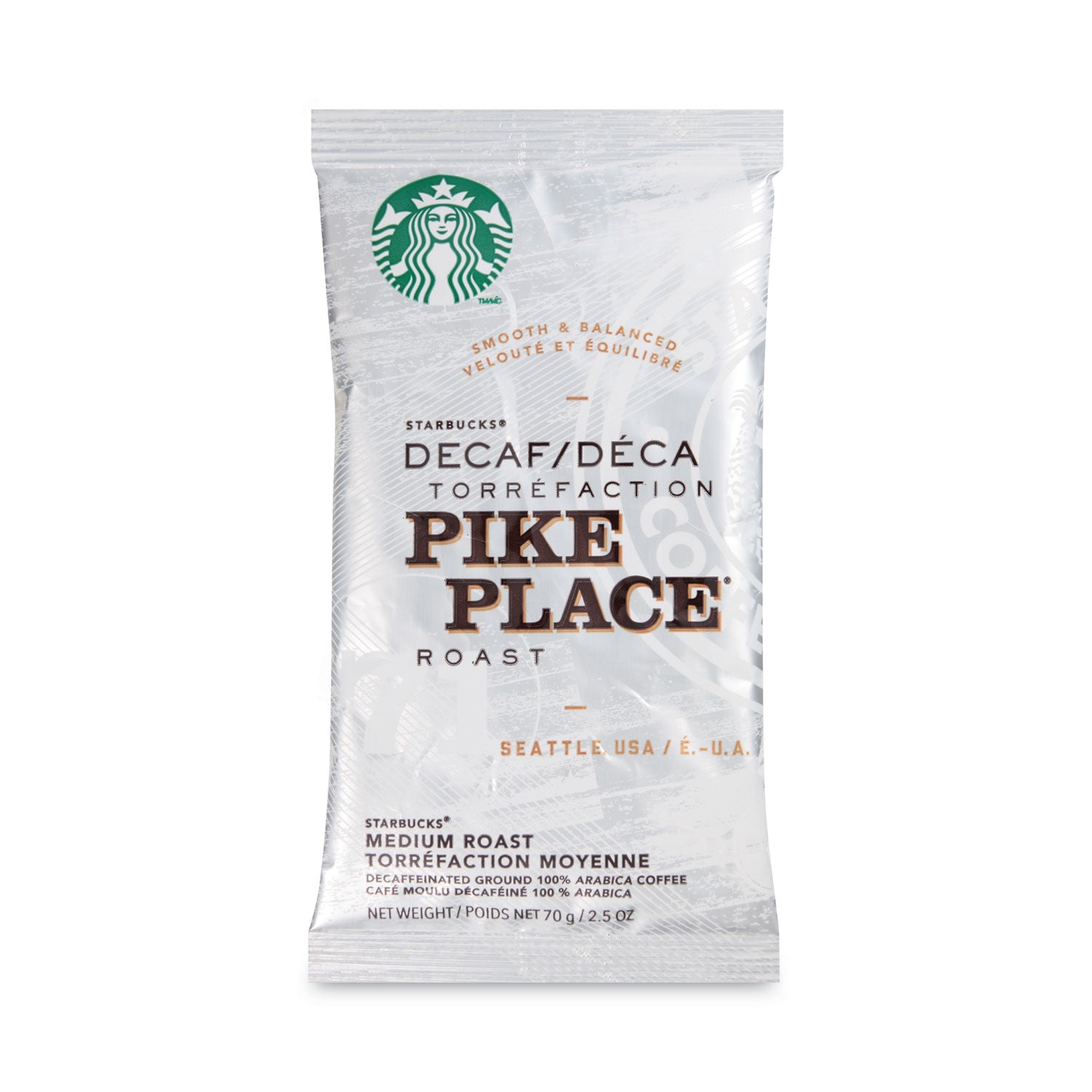 Coffee, Pike Place Decaf, 2 1/2 oz Packet, 18/Box -