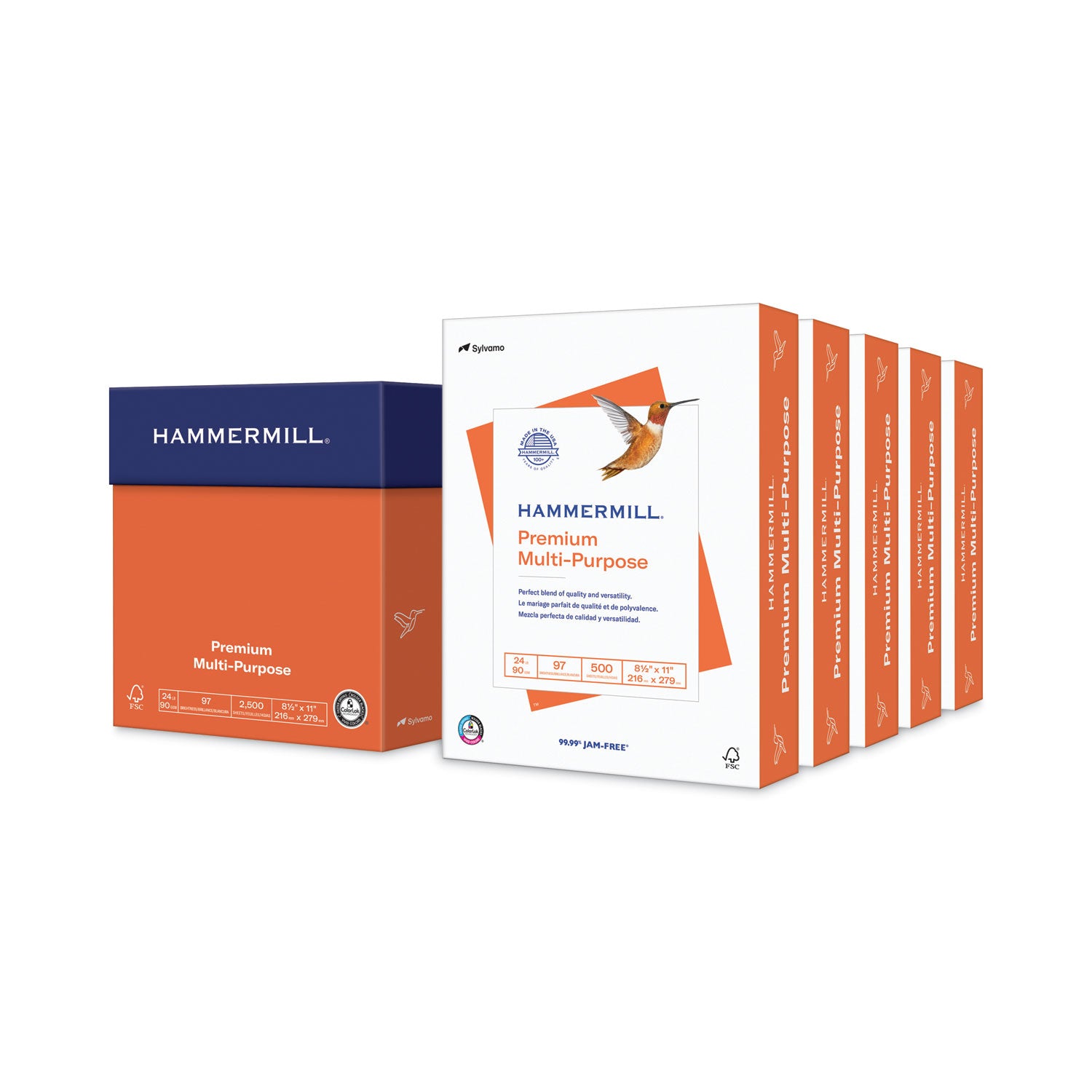Premium Multipurpose Print Paper, 97 Bright, 24 lb Bond Weight, 8.5 x 11, White, 500 Sheets/Ream, 5 Reams/Carton -