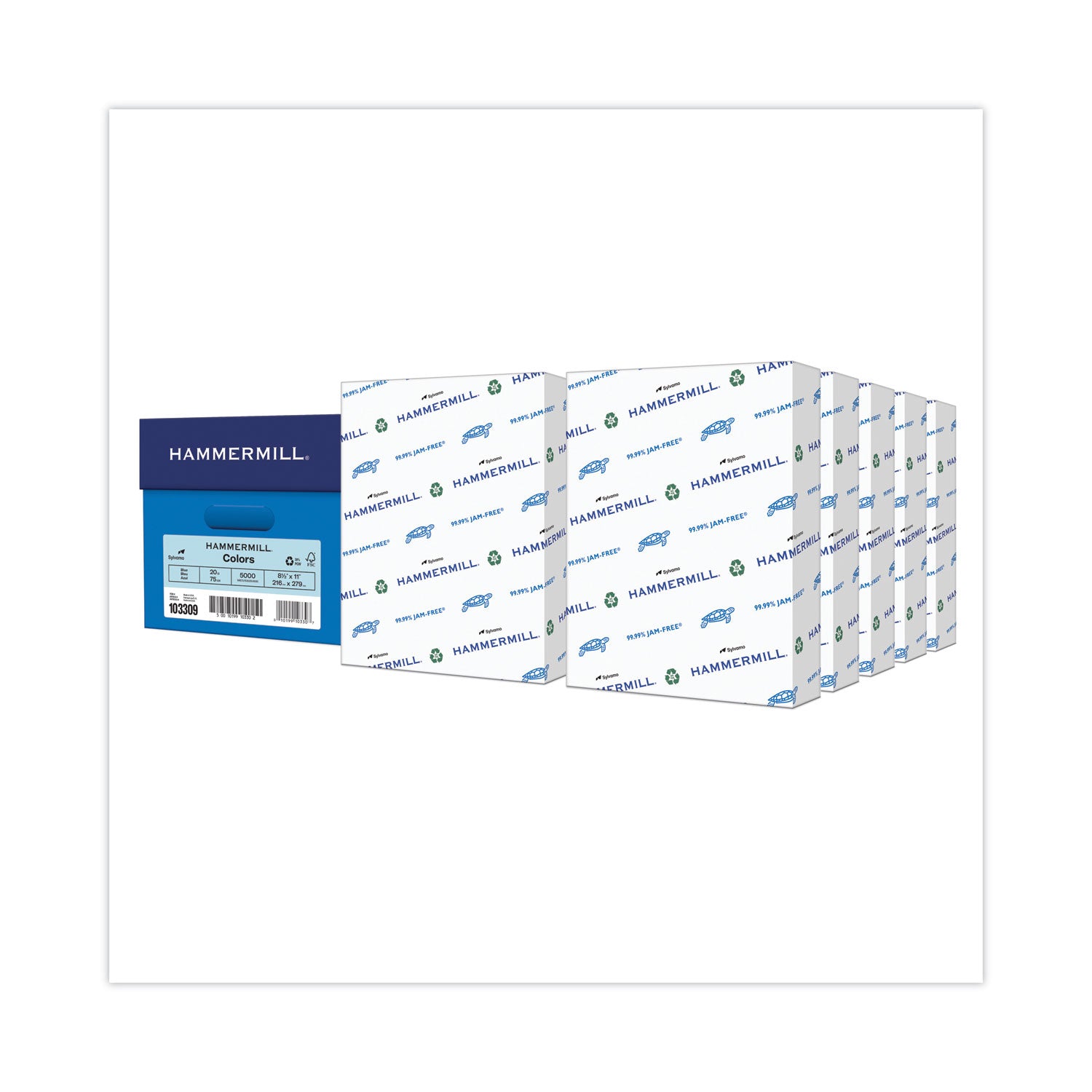 Colors Print Paper, 20 lb Bond Weight, 8.5 x 11, Blue, 500 Sheets/Ream, 10 Reams/Carton -