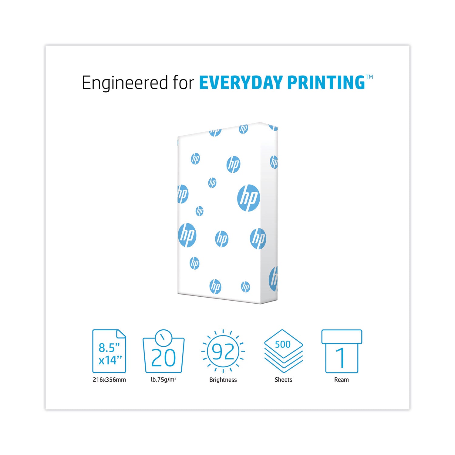 Office20 Paper, 92 Bright, 20 lb Bond Weight, 8.5 x 14, White, 500/Ream -