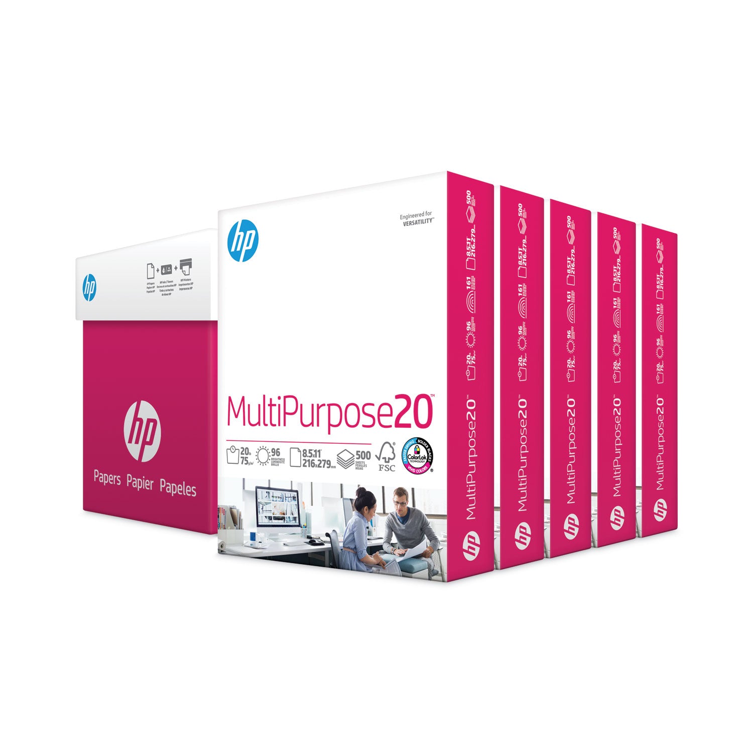 MultiPurpose20 Paper, 96 Bright, 20 lb Bond Weight, 8.5 x 11, White, 500 Sheets/Ream, 5 Reams/Carton -