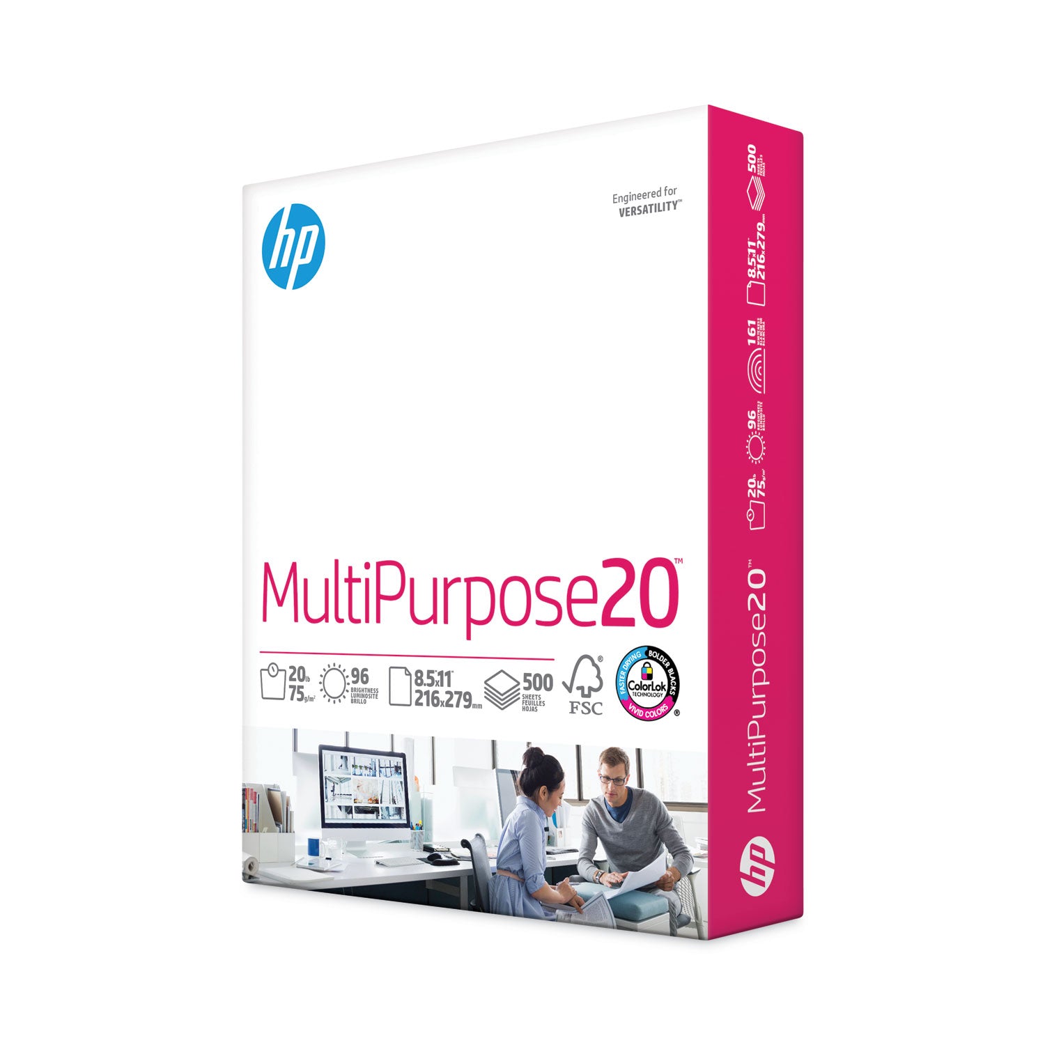 MultiPurpose20 Paper, 96 Bright, 20 lb Bond Weight, 8.5 x 11, White, 500/Ream -