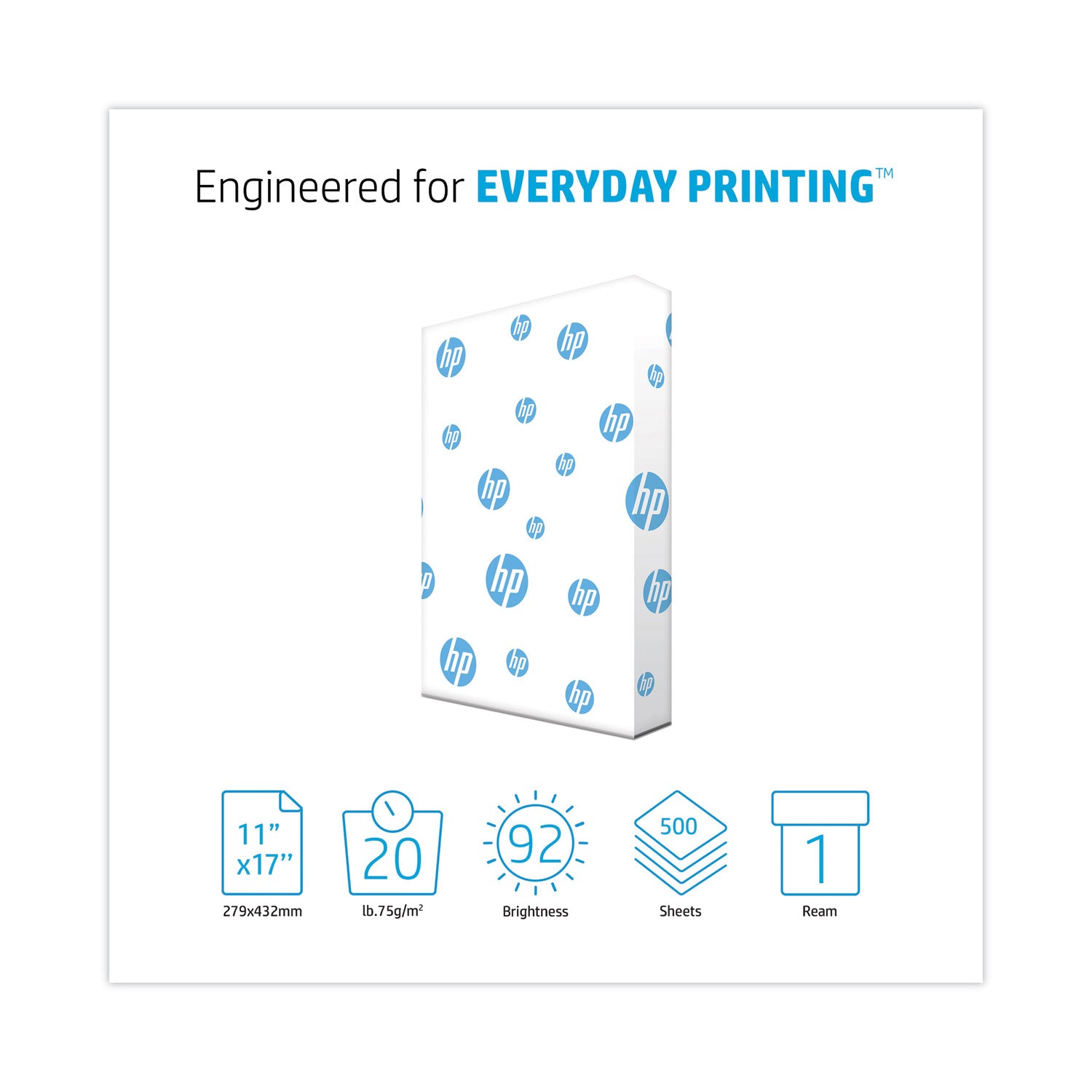 Office20 Paper, 92 Bright, 20 lb Bond Weight, 11 x 17, White, 500/Ream -