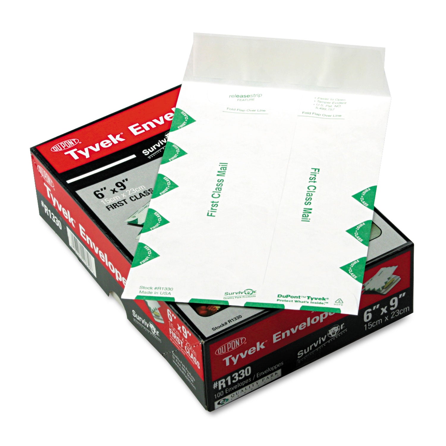 Lightweight 14 lb Tyvek Catalog Mailers, First Class, #6 1/2, Square Flap, Redi-Strip Adhesive Closure, 6 x 9, White, 100/Box -