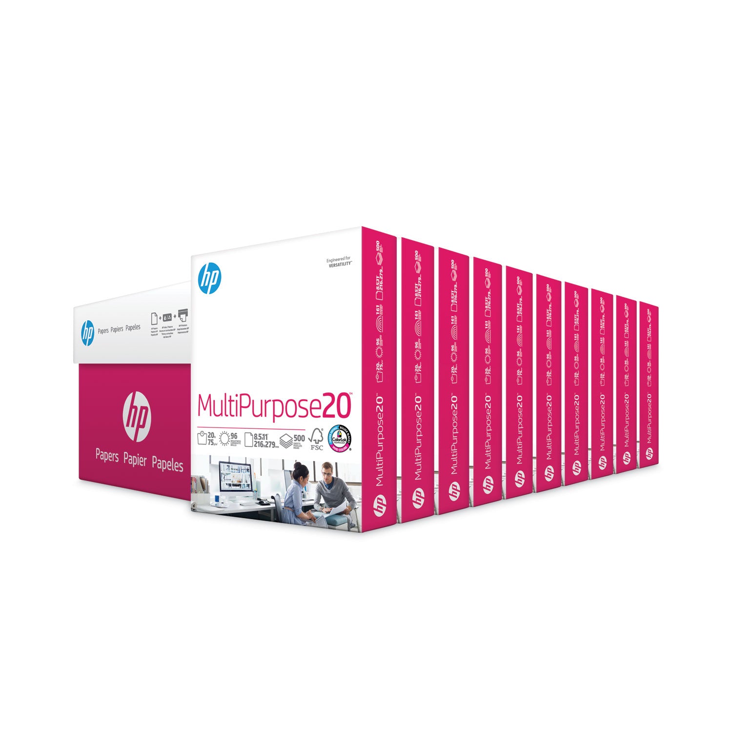 MultiPurpose20 Paper, 96 Bright, 20 lb Bond Weight, 8.5 x 11, White, 500 Sheets/Ream, 10 Reams/Carton -