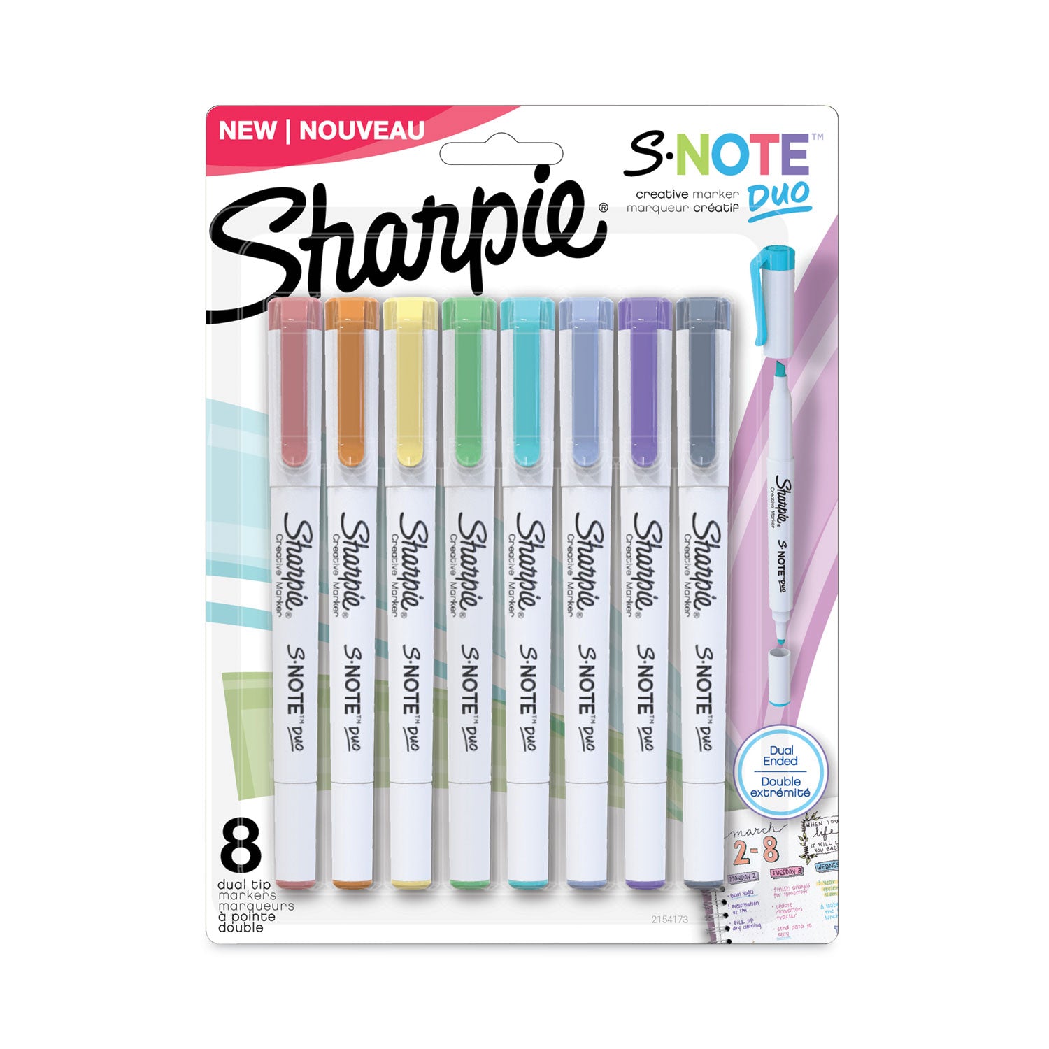 s-note-creative-markers-assorted-ink-colors-bullet-chisel-tip-white-barrel-8-pack_san2154173 - 1
