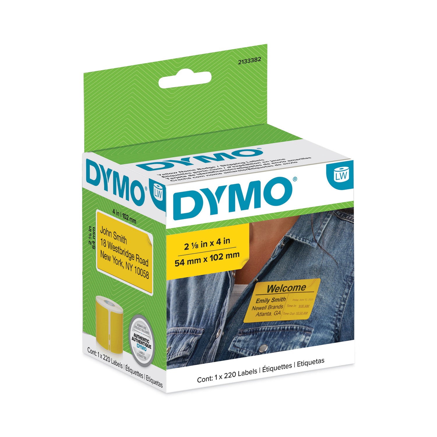 labelwriter-name-badge-shipping-labels-213-black-on-yellow-220-labels-roll_dym2133382 - 2