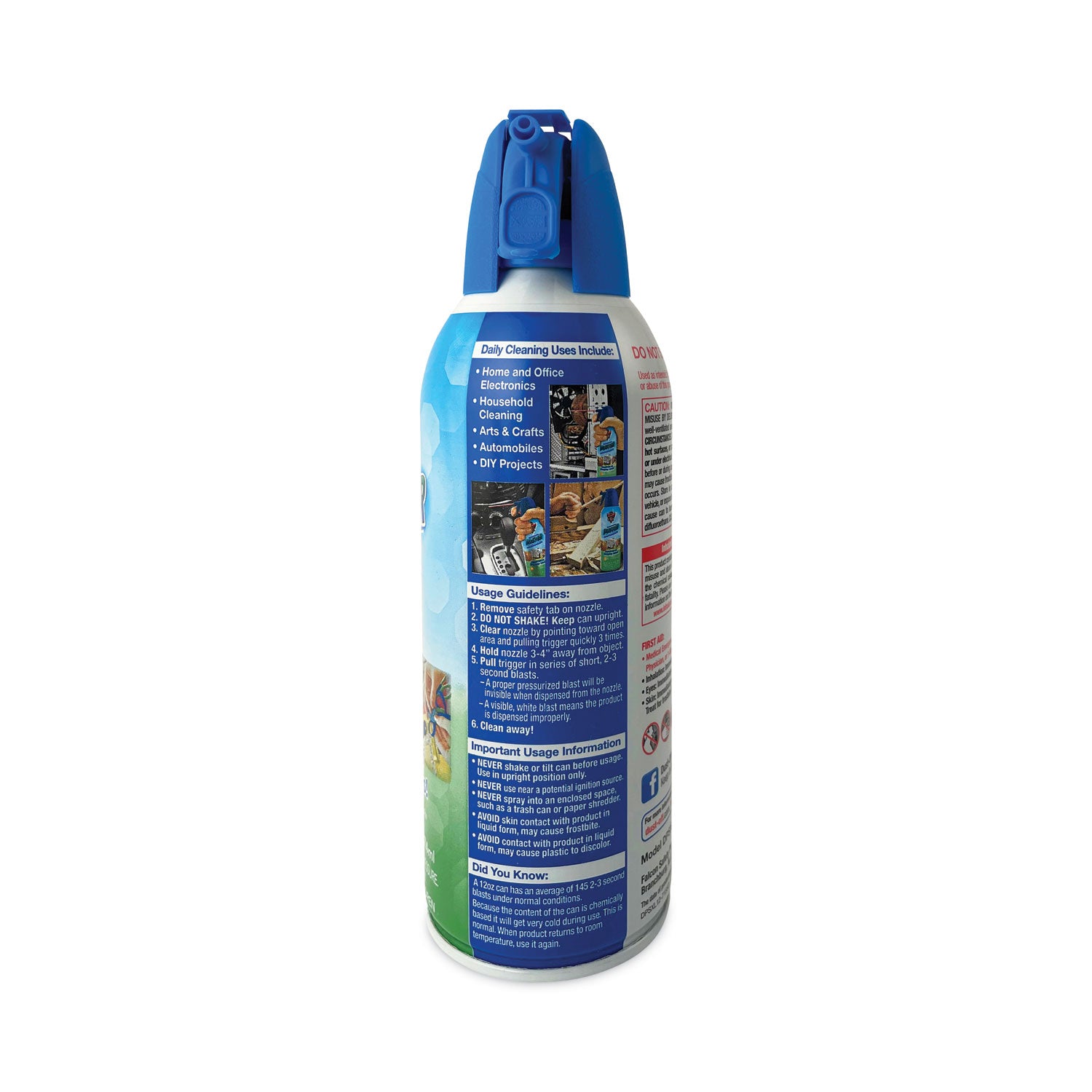 Disposable Compressed Air Duster, 12 oz Can -