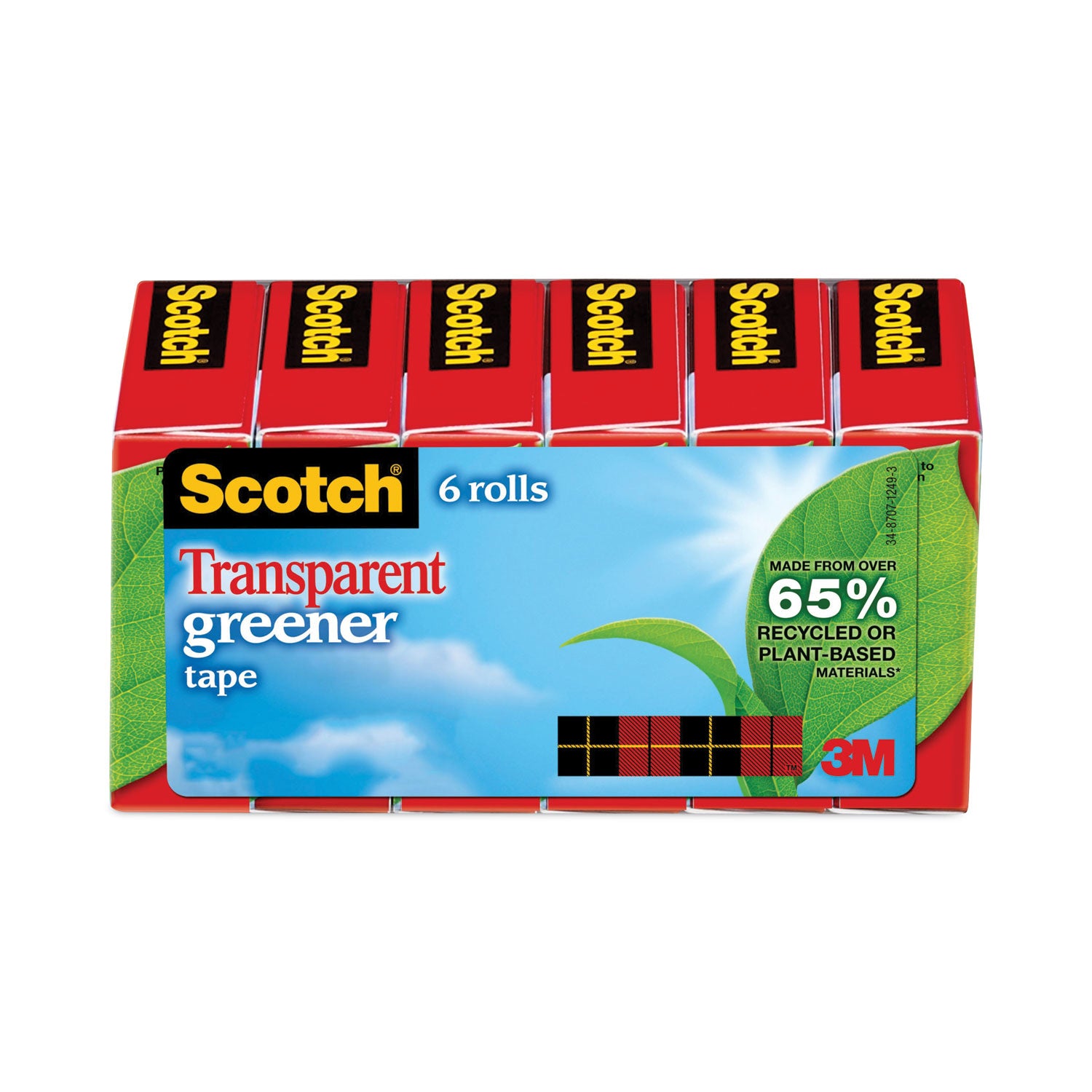 Transparent Greener Tape, 1" Core, 0.75" x 75 ft, Transparent, 6/Pack -