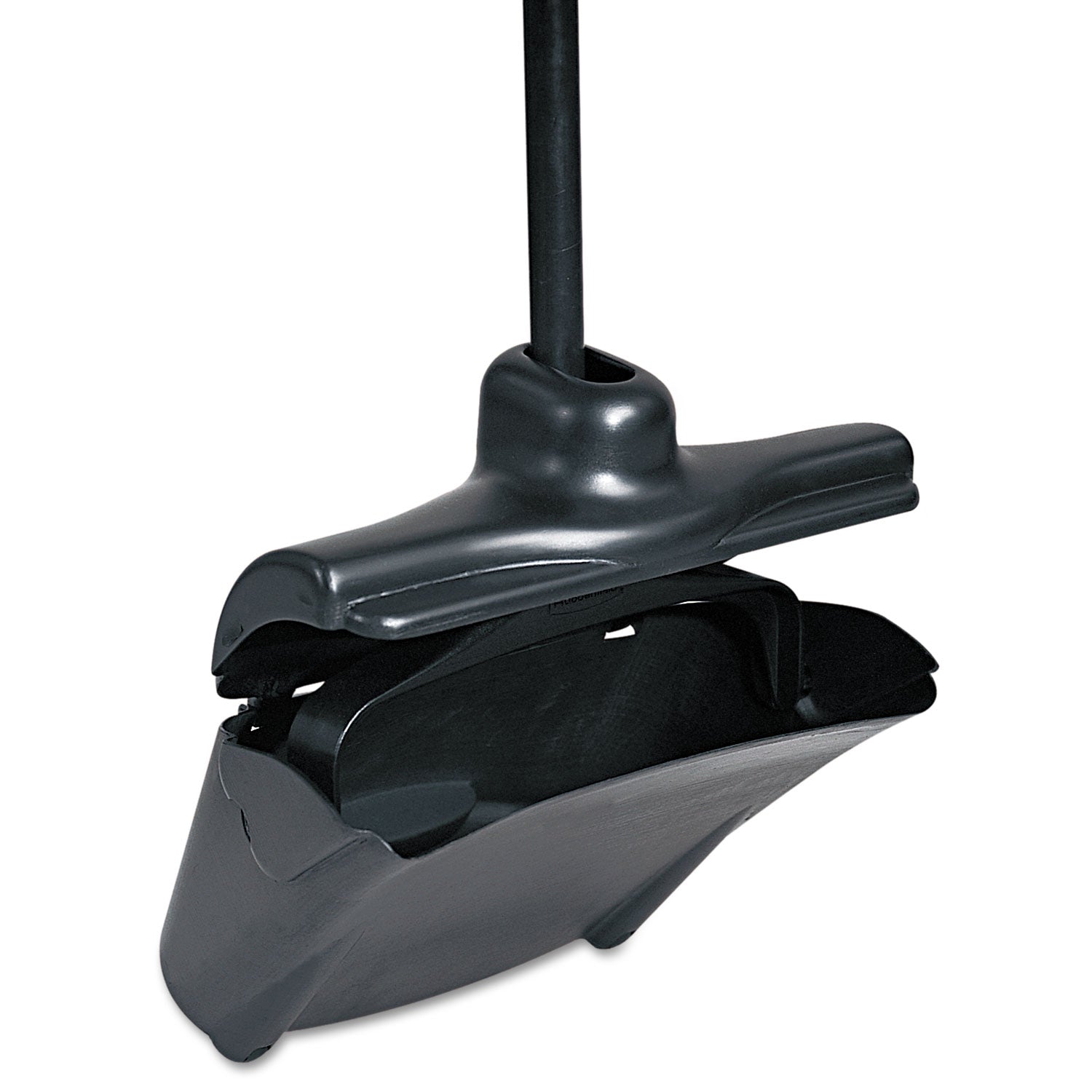 Lobby Pro Upright Dustpan, with Cover, 12.5w x 37h, Plastic Pan/Metal Handle, Black -