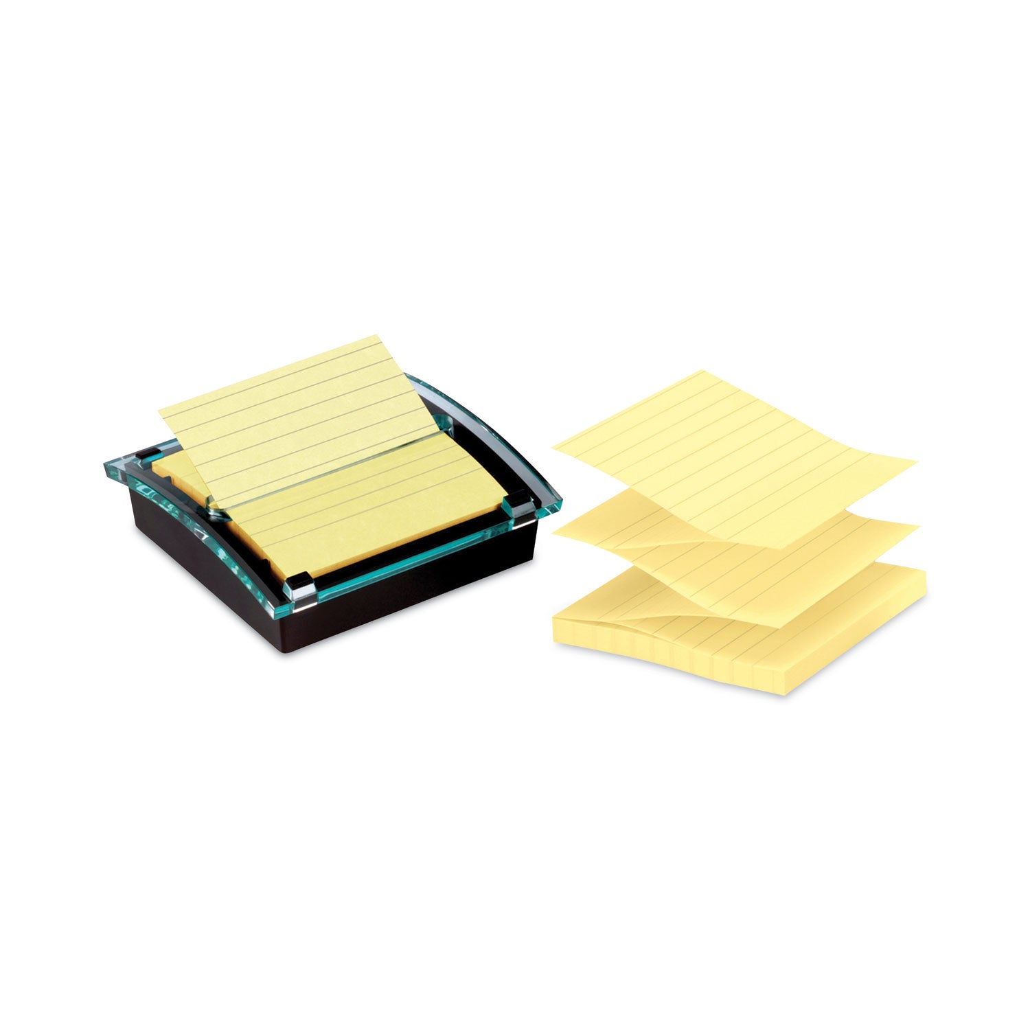 Pop-up Note Dispenser/Value Pack, For 4 x 4 Pads, Black/Clear, Includes (3) Canary Yellow Super Sticky Pop-up Pad -