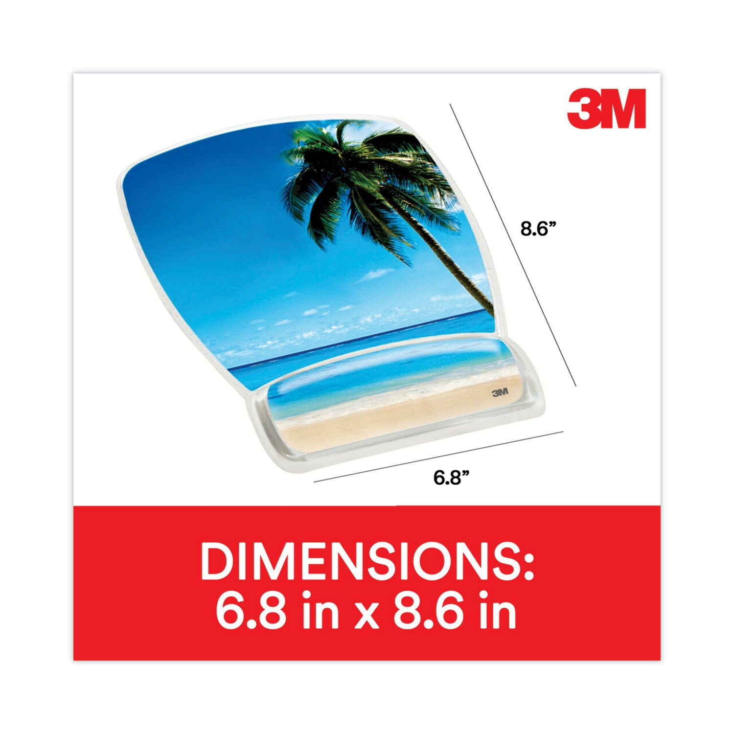 Fun Design Clear Gel Mouse Pad with Wrist Rest, 6.8 x 8.6, Beach Design -