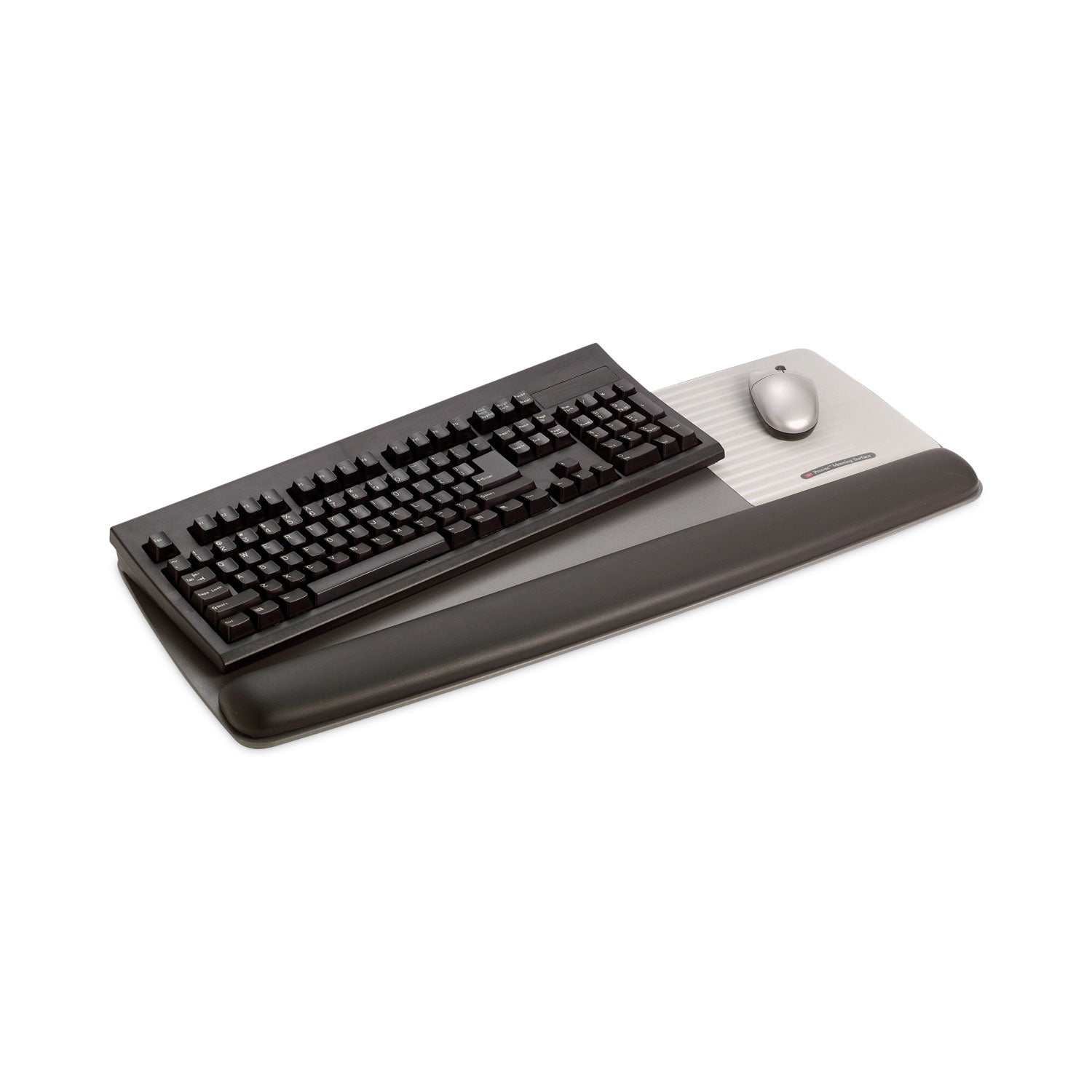 Antimicrobial Gel Mouse Pad/Keyboard Wrist Rest Platform, 25.5 x 10.6, Black/Silver -