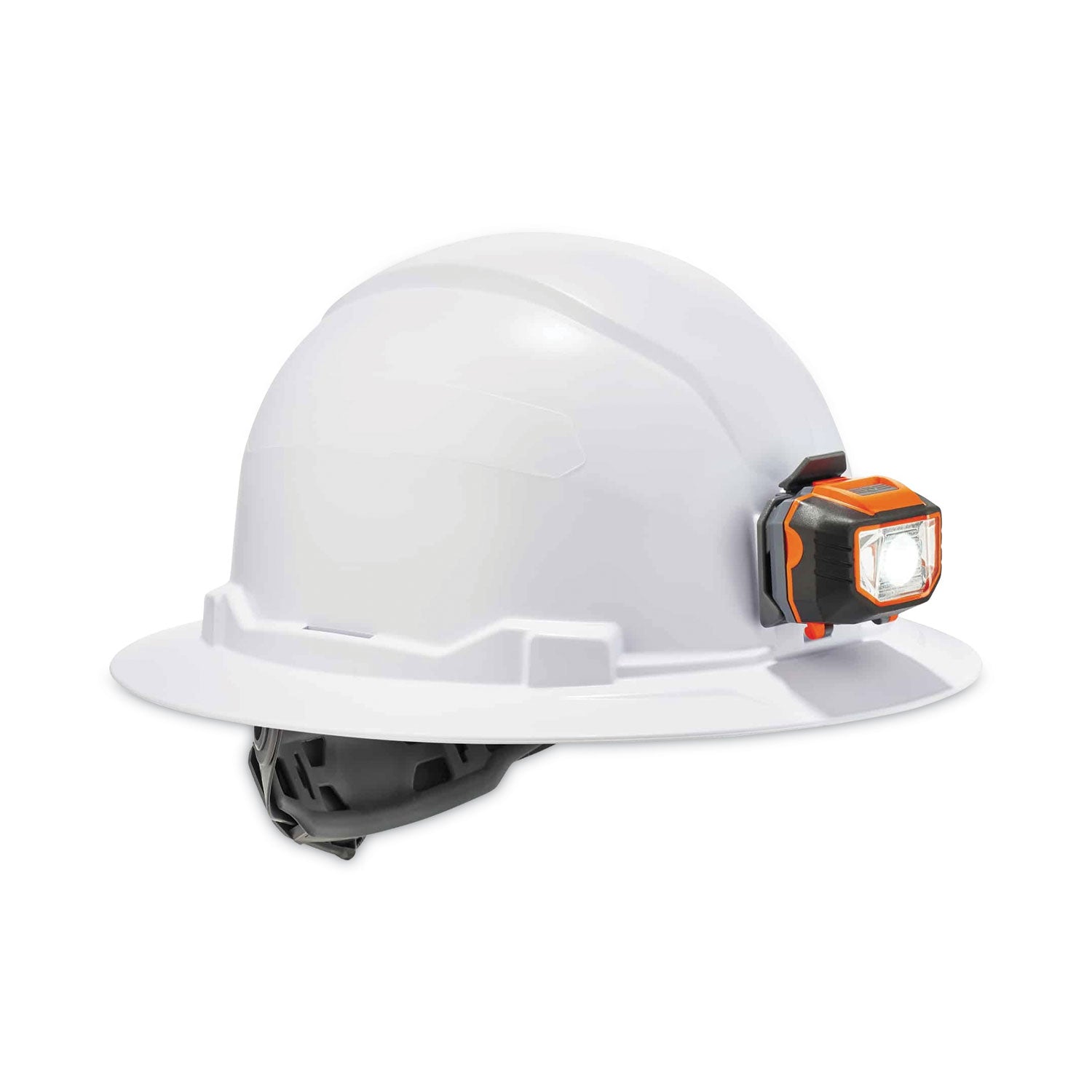 Skullerz 8971LED Class E Hard Hat Full Brim with LED Light, White, Ships in 1-3 Business Days - 1