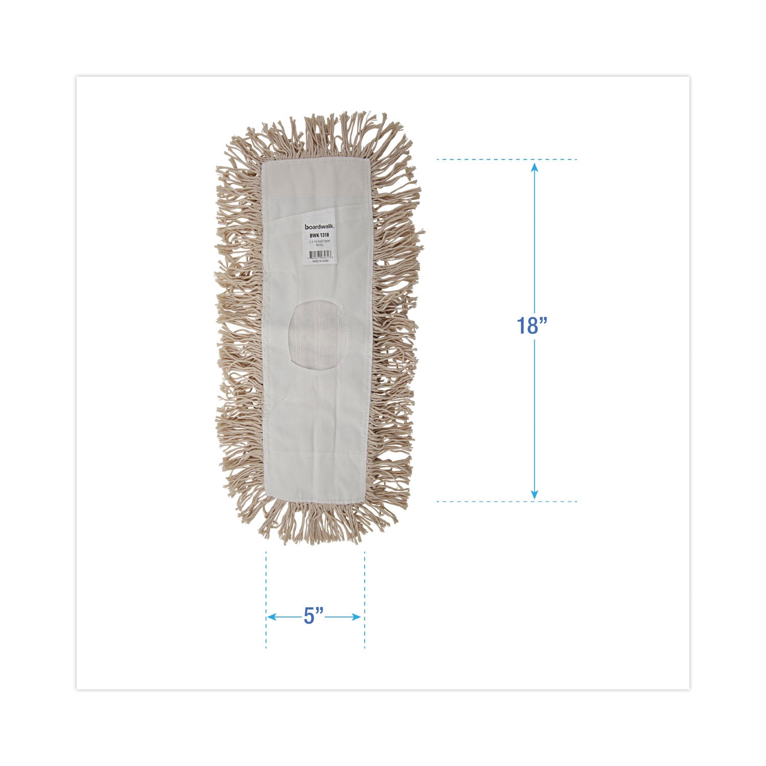 Industrial Dust Mop Head, Hygrade Cotton, 18w x 5d, White -
