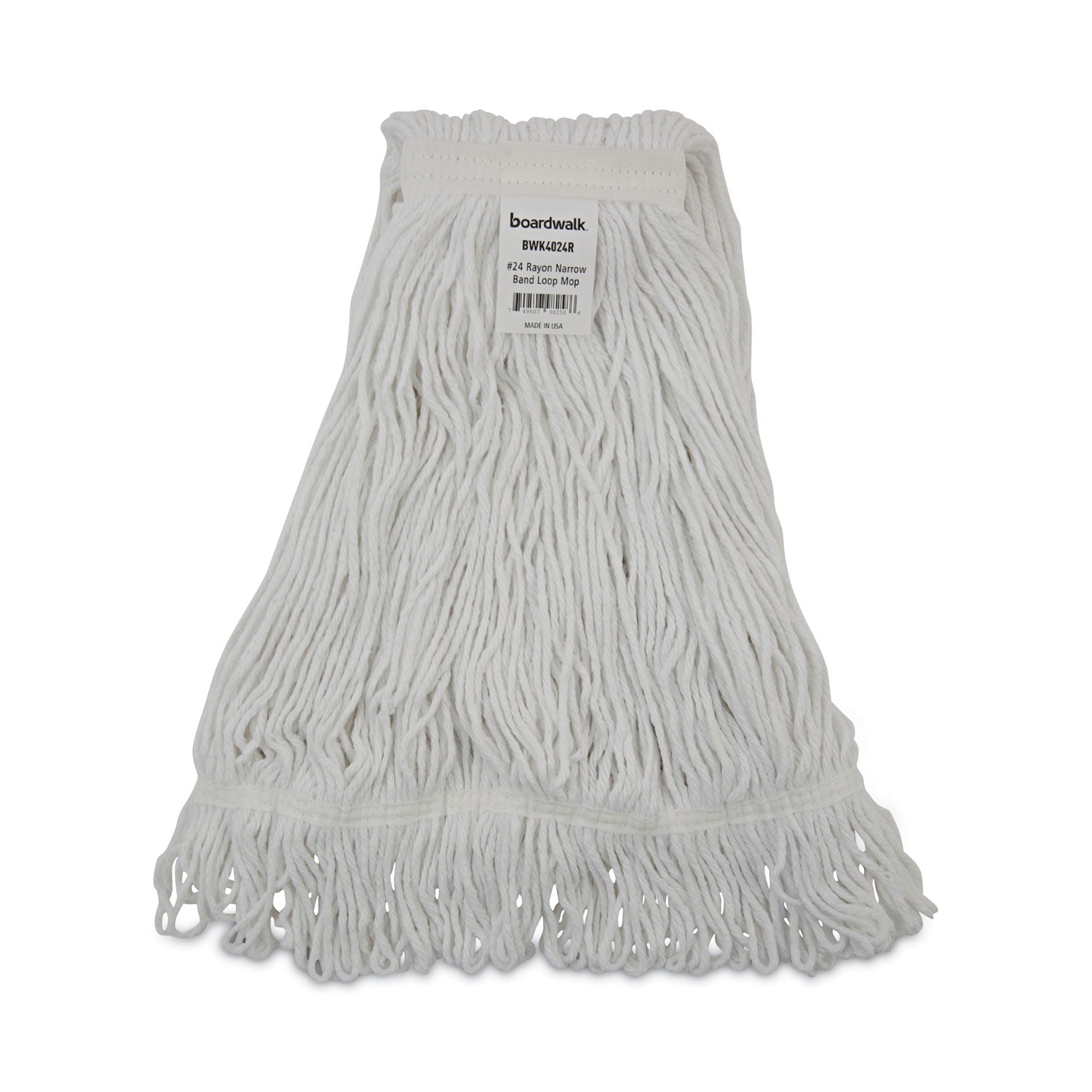 Pro Loop Web/Tailband Wet Mop Head, Rayon, #24 Size, White, 12/Carton -