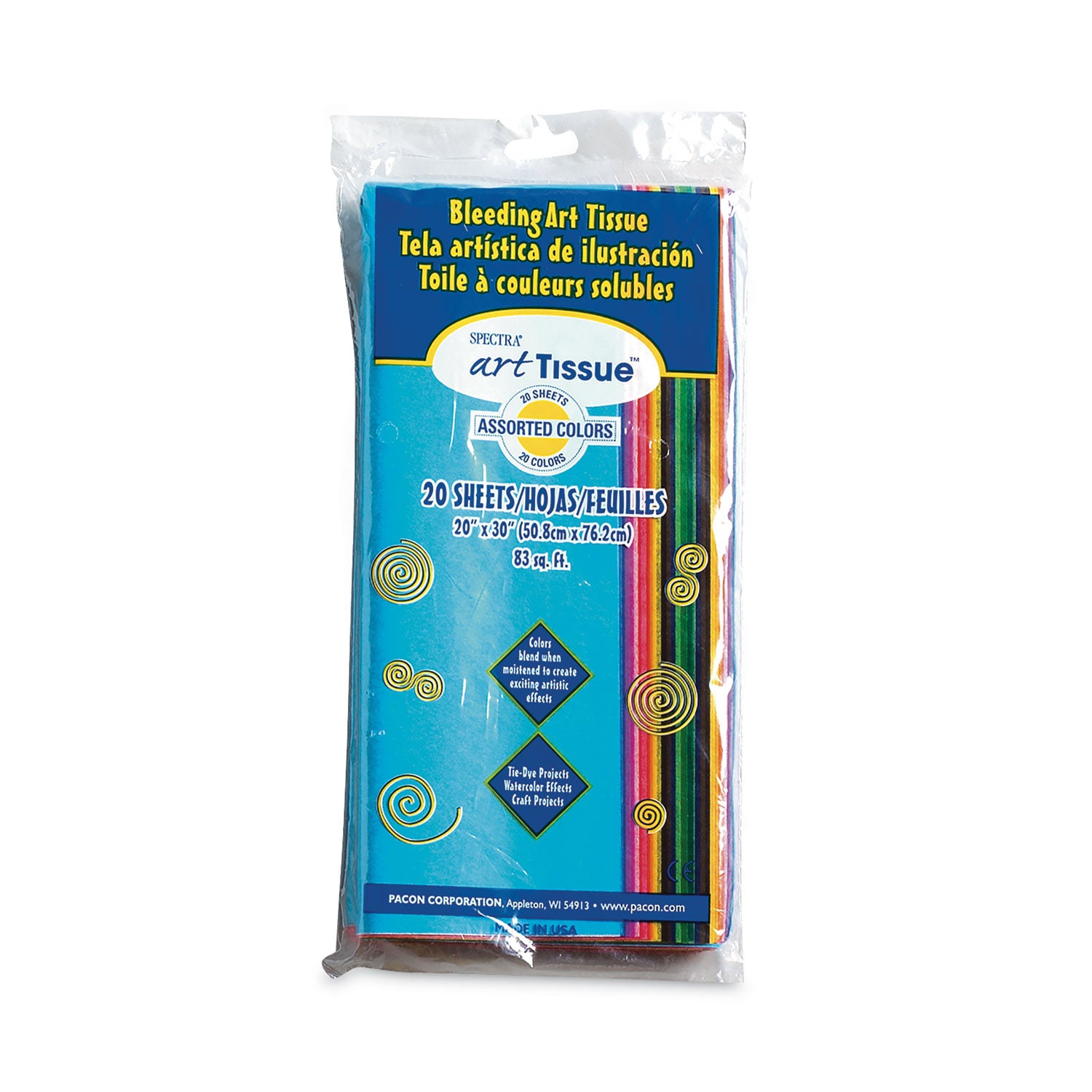 Spectra Art Tissue, 23 lb Tissue Weight, 20 x 30, Assorted, 20/Pack -