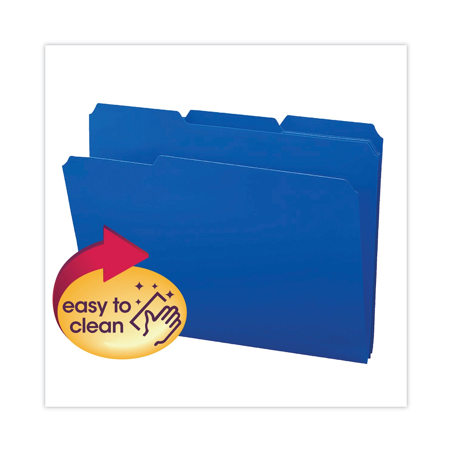 Top Tab Poly Colored File Folders, 1/3-Cut Tabs: Assorted, Letter Size, 0.75" Expansion, Blue, 24/Box -
