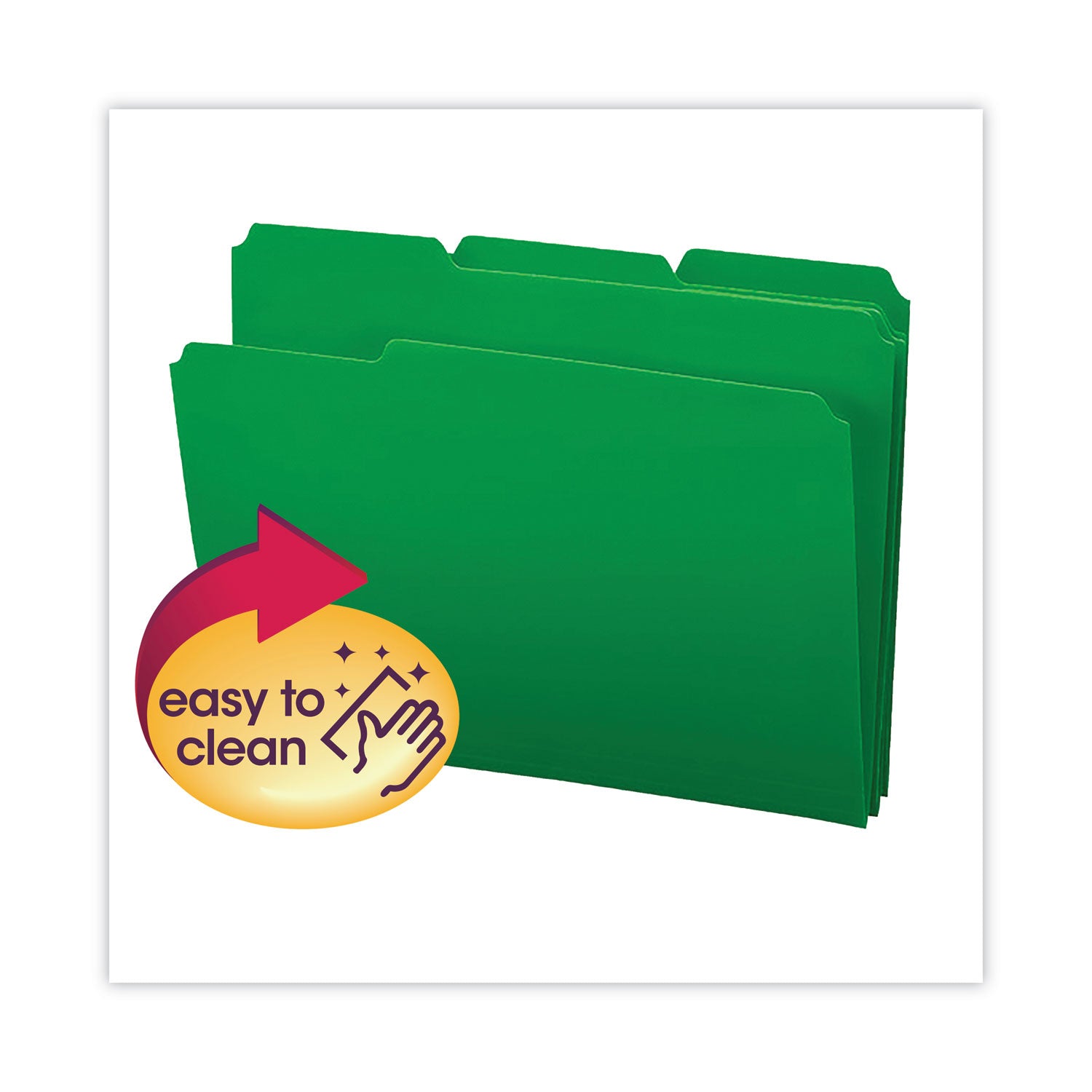 Top Tab Poly Colored File Folders, 1/3-Cut Tabs: Assorted, Letter Size, 0.75" Expansion, Green, 24/Box -