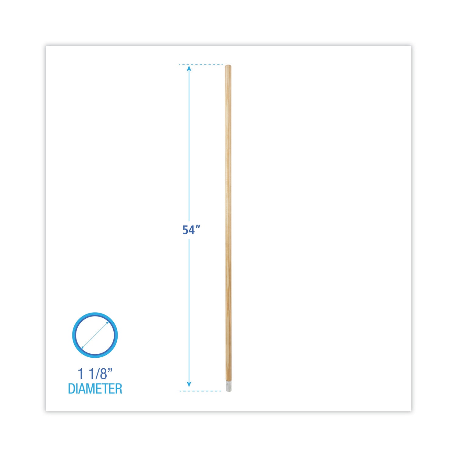 Lie-Flat Screw-In Mop Handle, Lacquered Wood, 1.13" dia x 54", Natural -