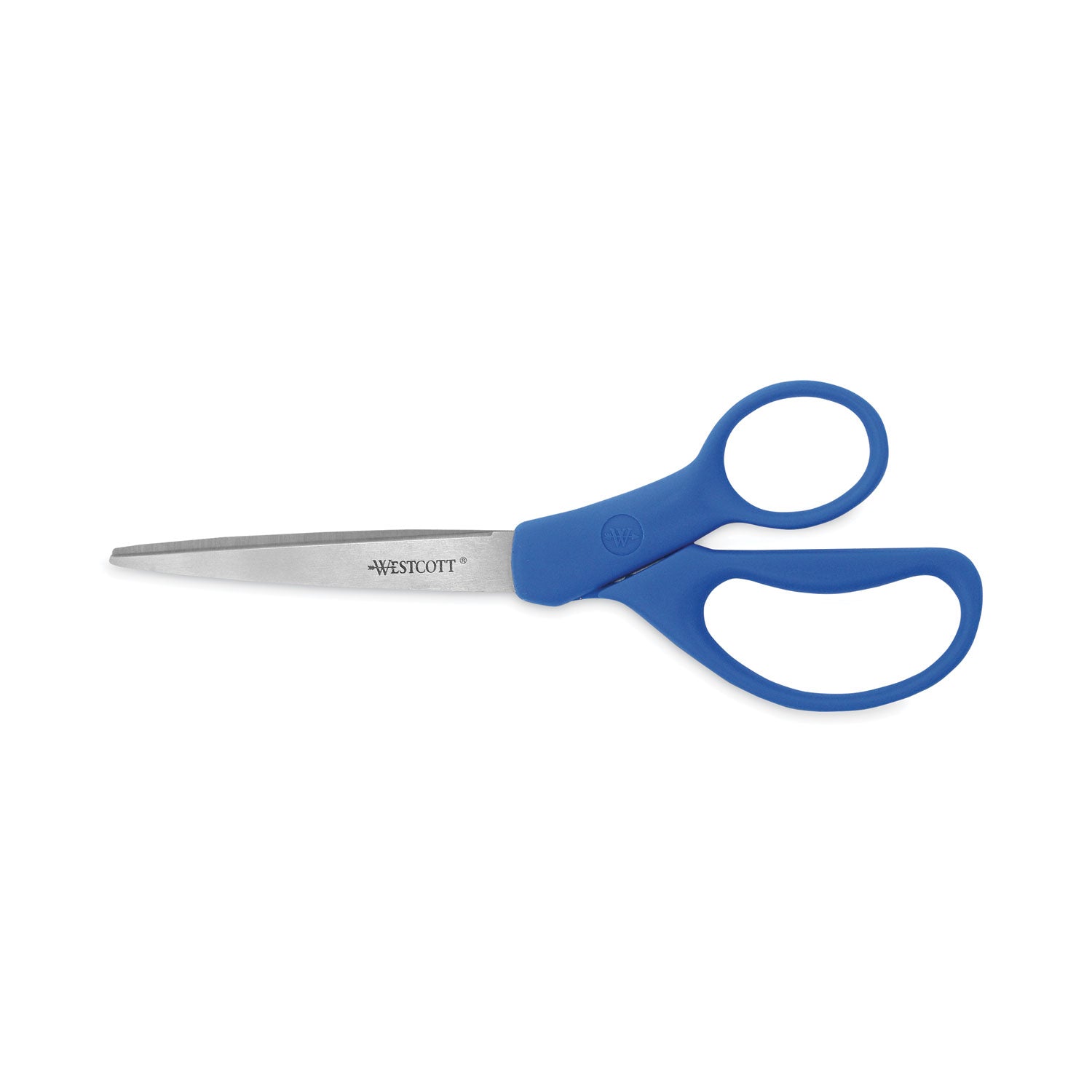 Preferred Line Stainless Steel Scissors, 8" Long, 3.5" Cut Length, Blue Straight Handles, 2/Pack -