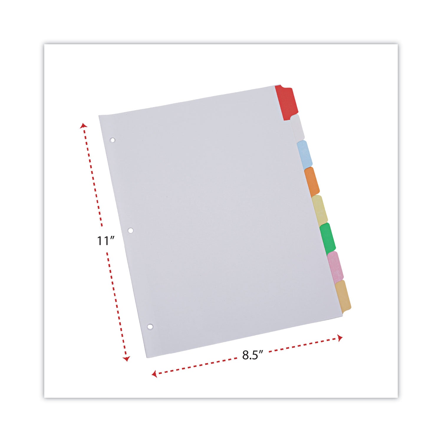 Deluxe Write-On/Erasable Tab Index, 8-Tab, 11 x 8.5, White, Assorted Tabs, 1 Set -