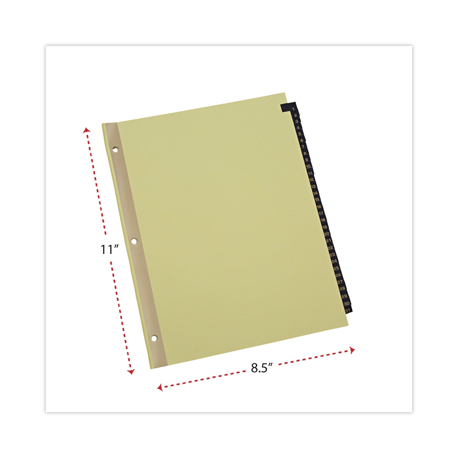 Deluxe Preprinted Simulated Leather Tab Dividers with Gold Printing, 31-Tab, 1 to 31, 11 x 8.5, Buff, 1 Set -