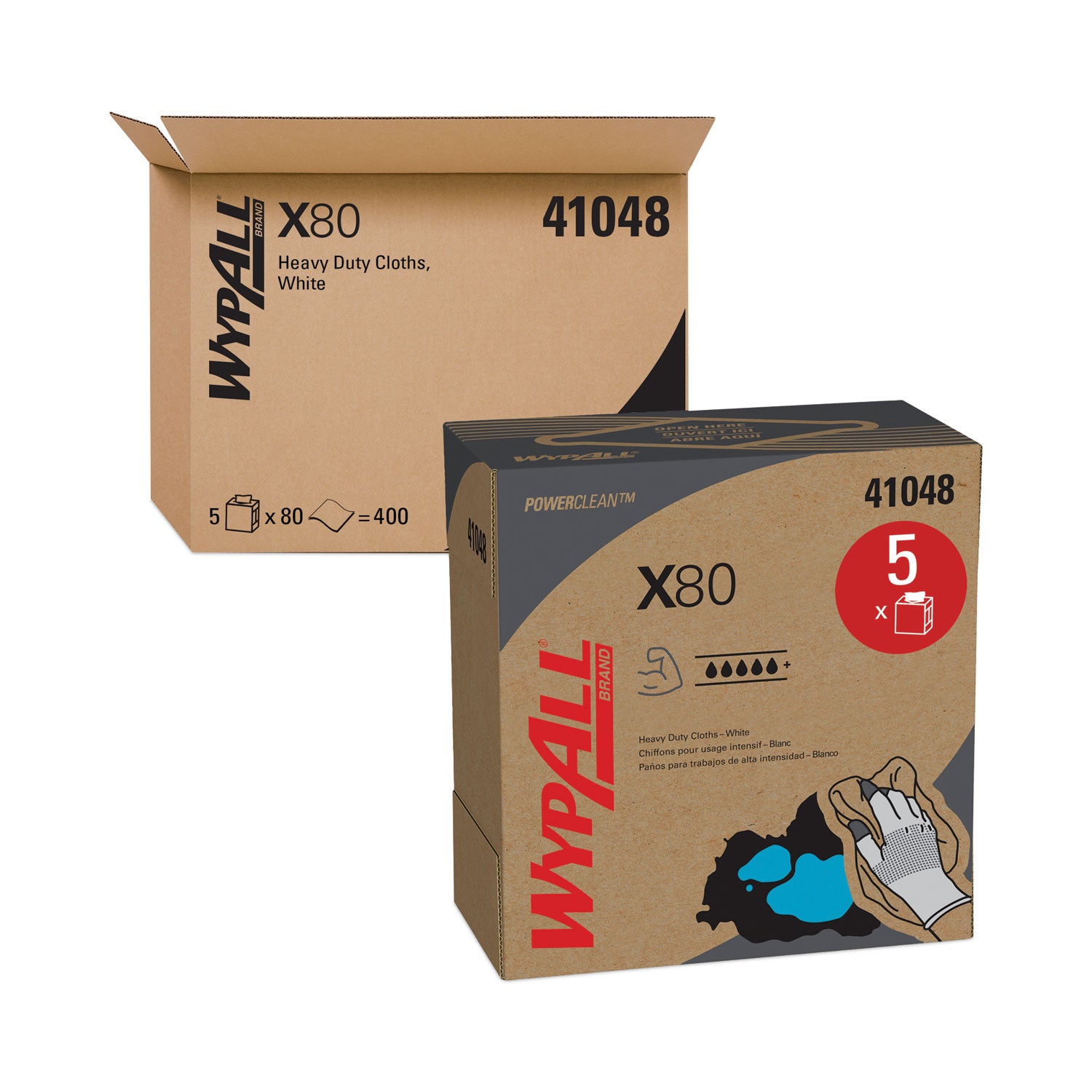 X80 Cloths, HYDROKNIT, POP-UP Box, 8.34 x 16.8, White, 80/Box, 5 Boxes/Carton -