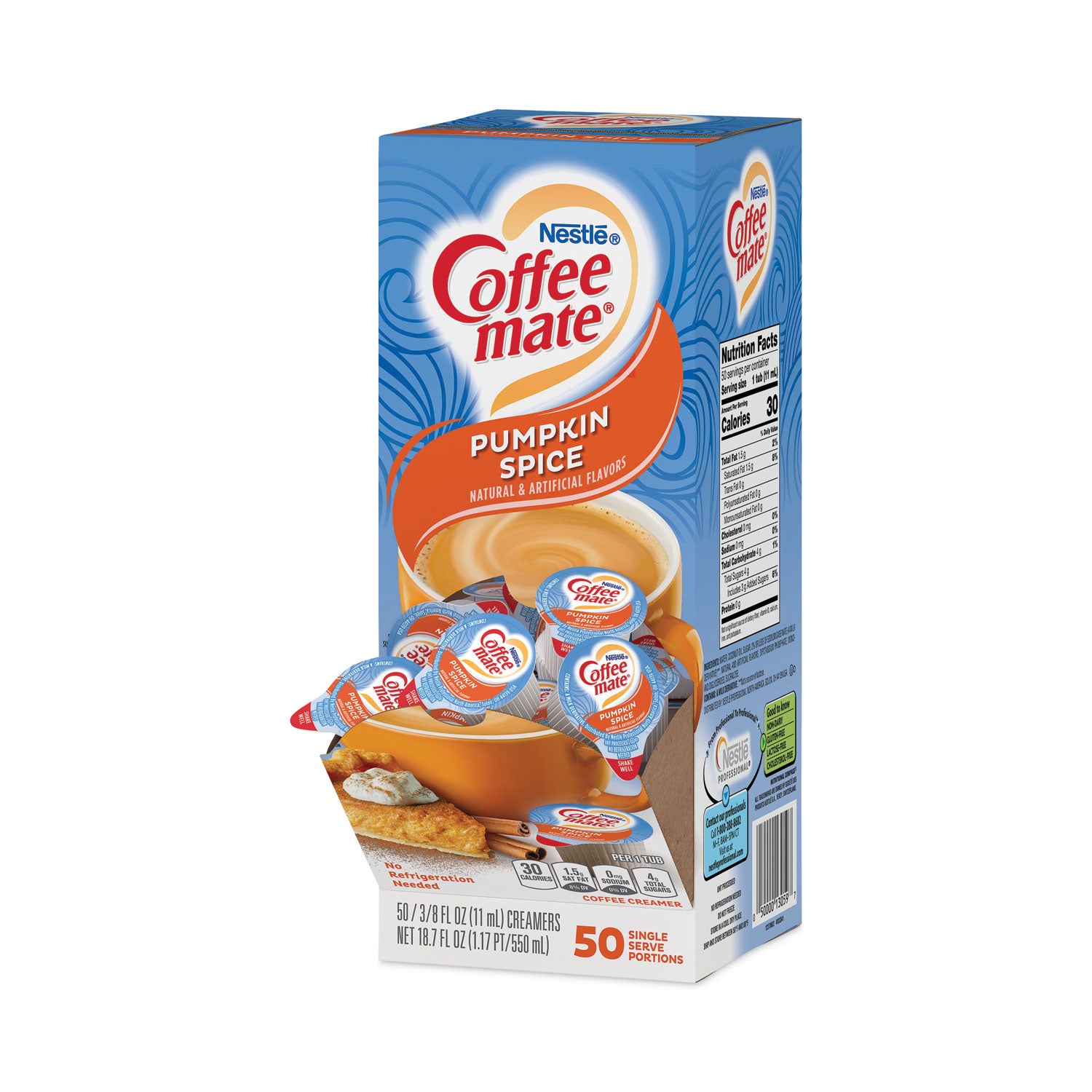 liquid-coffee-creamer-pumpkin-spice-038-oz-mini-cups-50-box-4-boxes-carton-200-total-carton_nes75520ct - 2