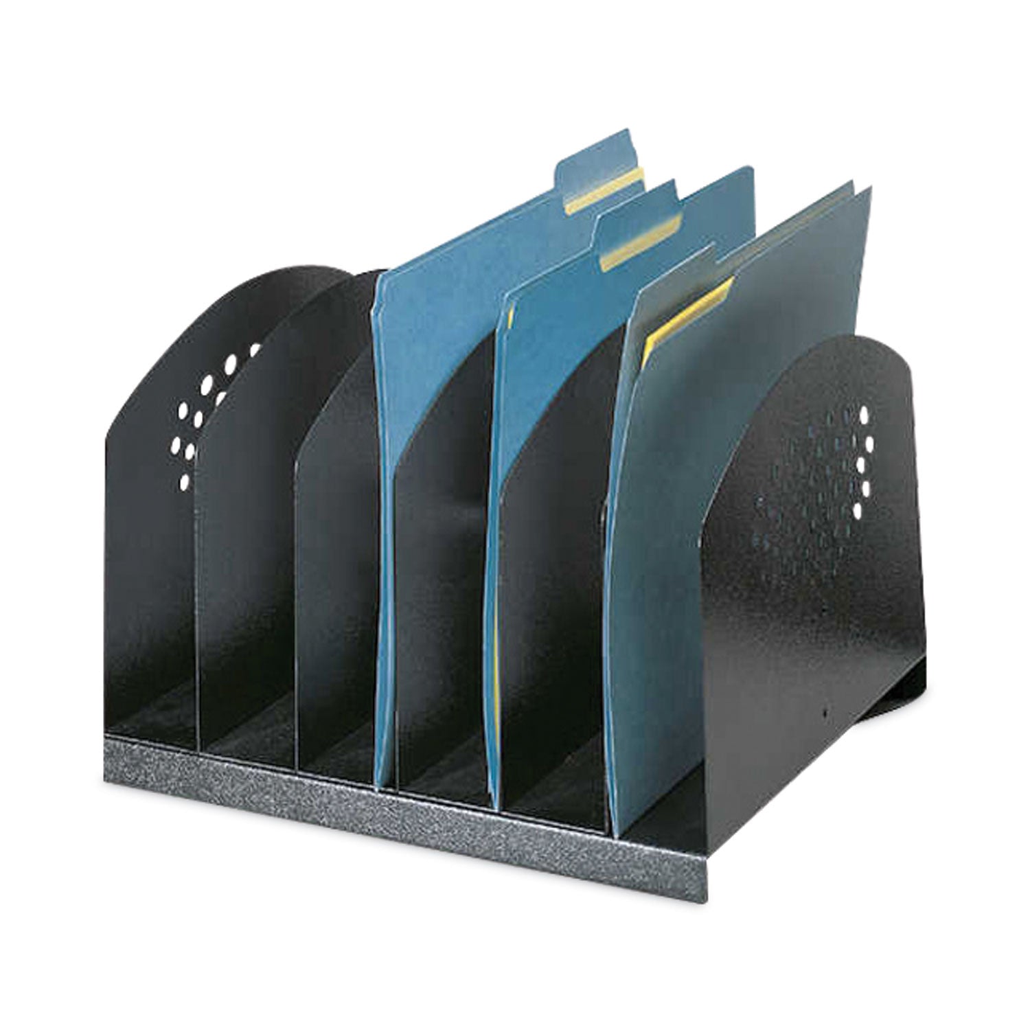 Safco Steel Desk Racks - 6 Compartment(s) - 2" - 8" Height x 12.1" Width x 11.1" DepthDesktop - Powder Coated - Black - Steel - 1 Each - 2