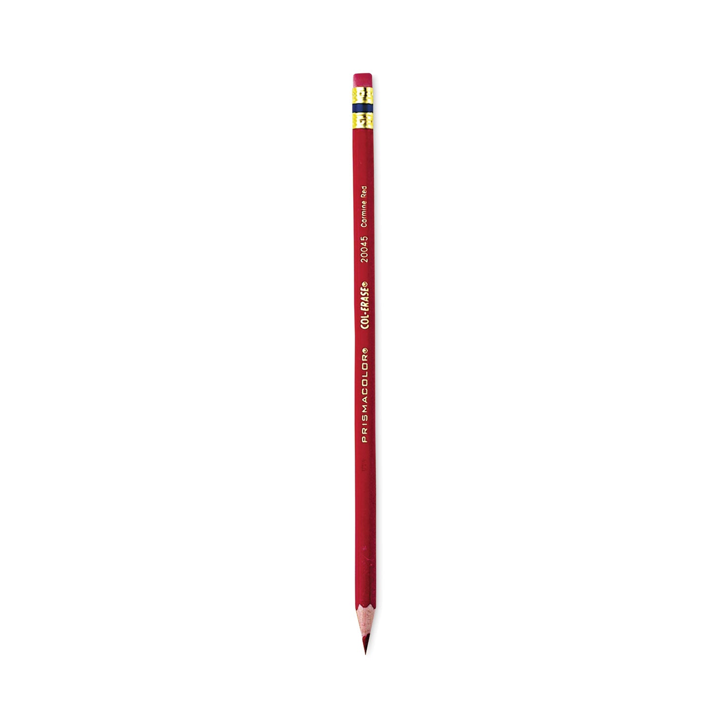 Col-Erase Pencil with Eraser, 0.7 mm, 2B, Carmine Red Lead, Carmine Red Barrel, Dozen -