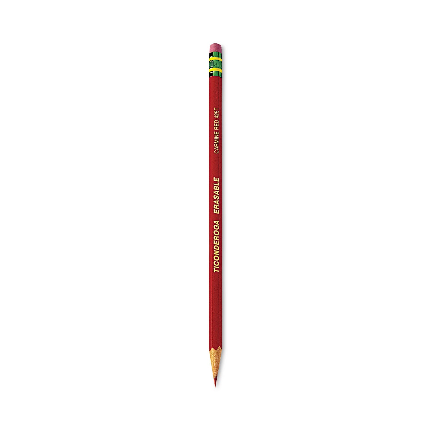 Erasable Colored Pencils, 2.6 mm, 2B, Carmine Red Lead, Carmine Red Barrel, Dozen -