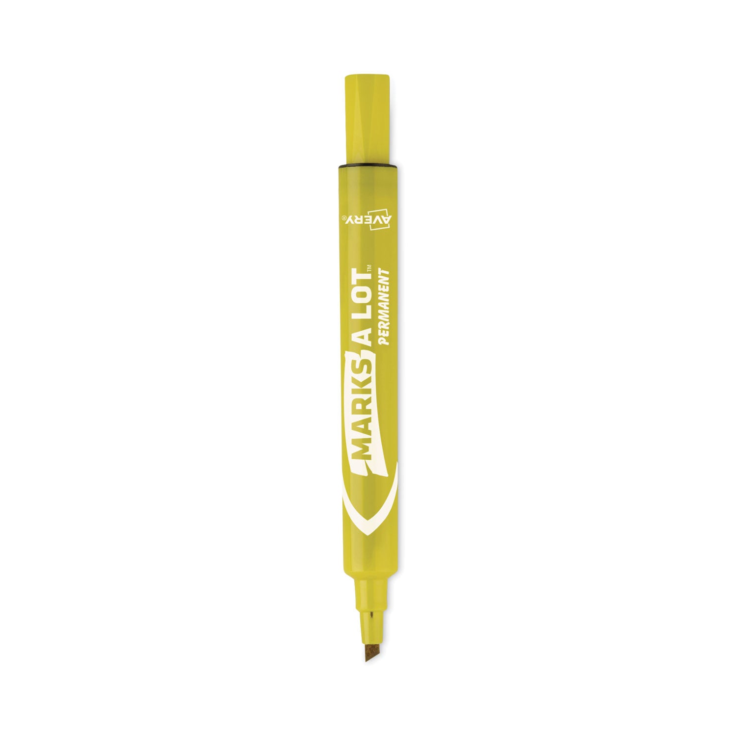 MARKS A LOT Large Desk-Style Permanent Marker, Broad Chisel Tip, Yellow, Dozen (8882) -
