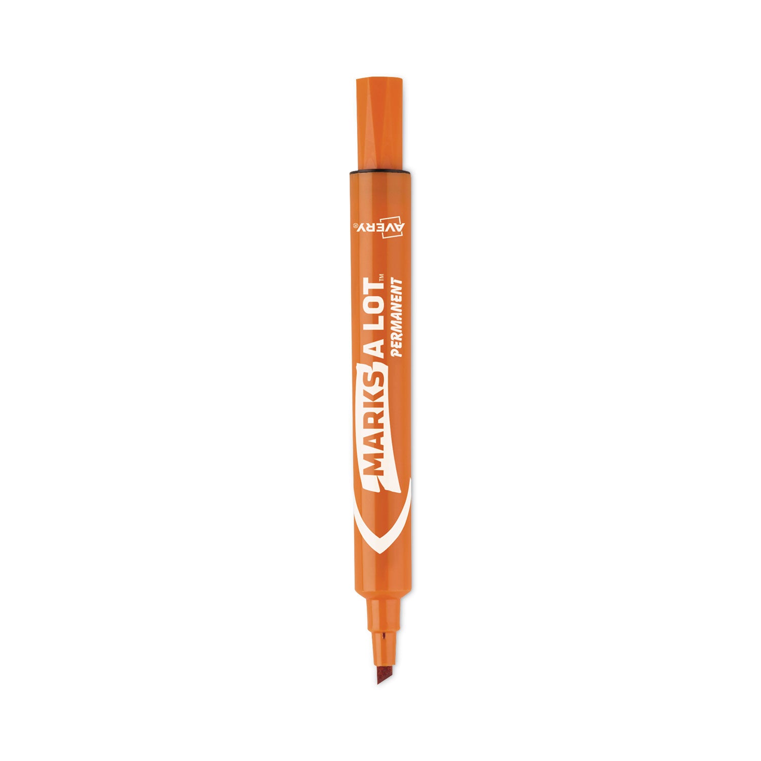 MARKS A LOT Large Desk-Style Permanent Marker, Broad Chisel Tip, Orange, Dozen (8883) -