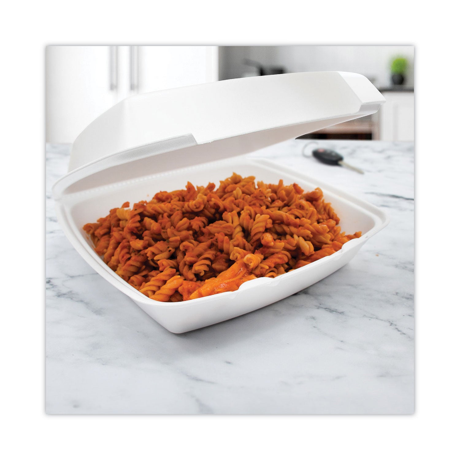 Insulated Foam Hinged Lid Containers, 1-Compartment, 7.9 x 8.4 x 3.3, White, 200/Pack, 2 Packs/Carton -