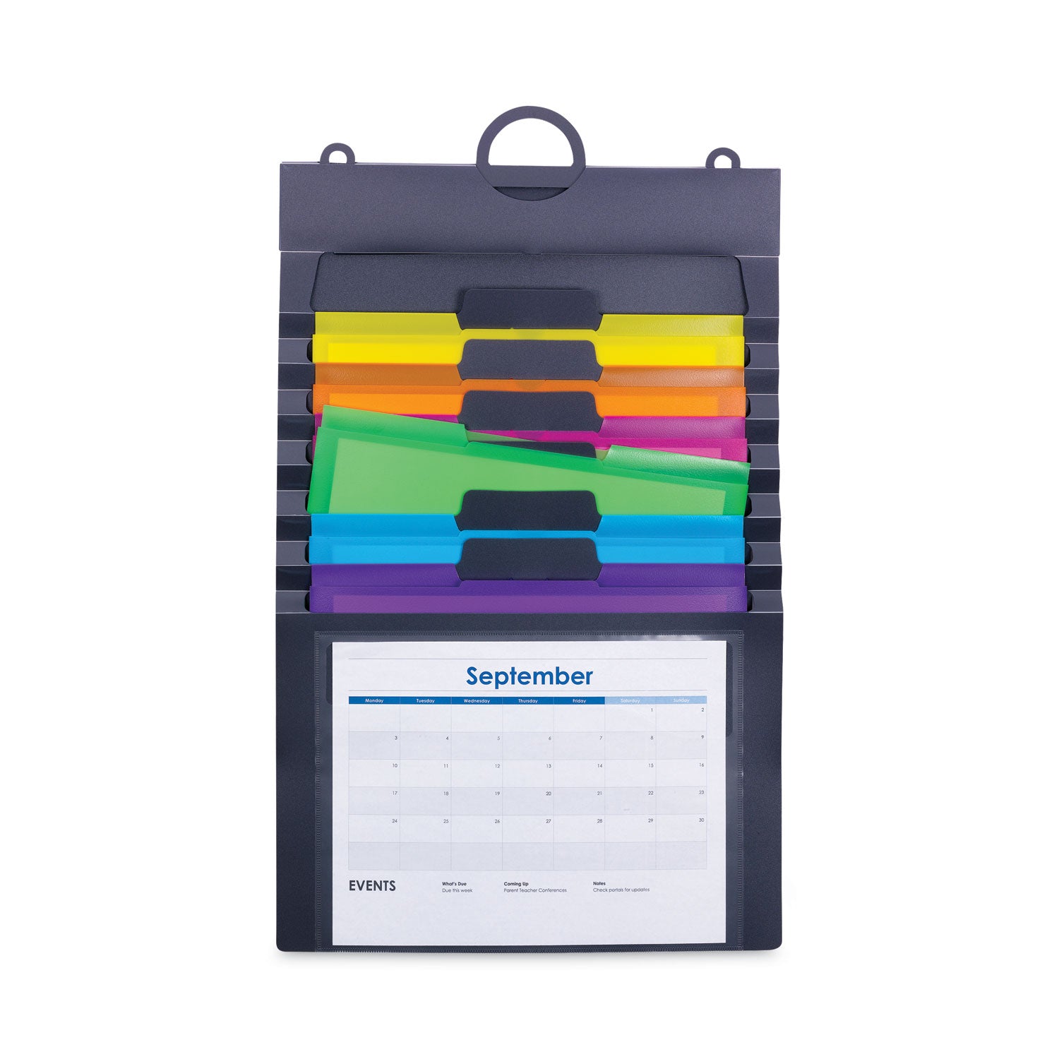 cascading-wall-organizer-6-sections-letter-size-1425-x-2425-gray-neon-green-neon-orange-neon-pink-purple-yellow_smd92060 - 2