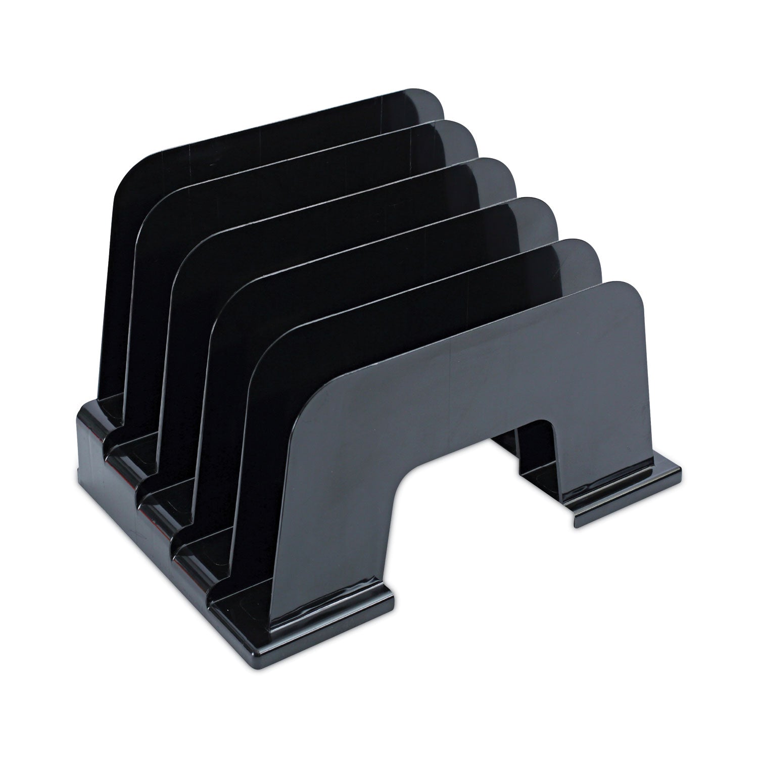 Recycled Plastic Incline Sorter, 5 Sections, Letter Size Files, 13.25" x 9" x 9", Black -
