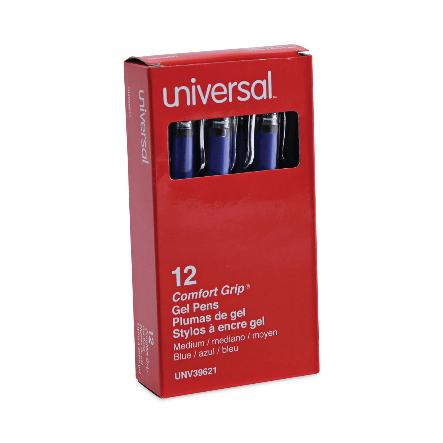 gel-pen-stick-medium-07-mm-blue-ink-silver-blue-barrel-dozen_unv39621 - 2