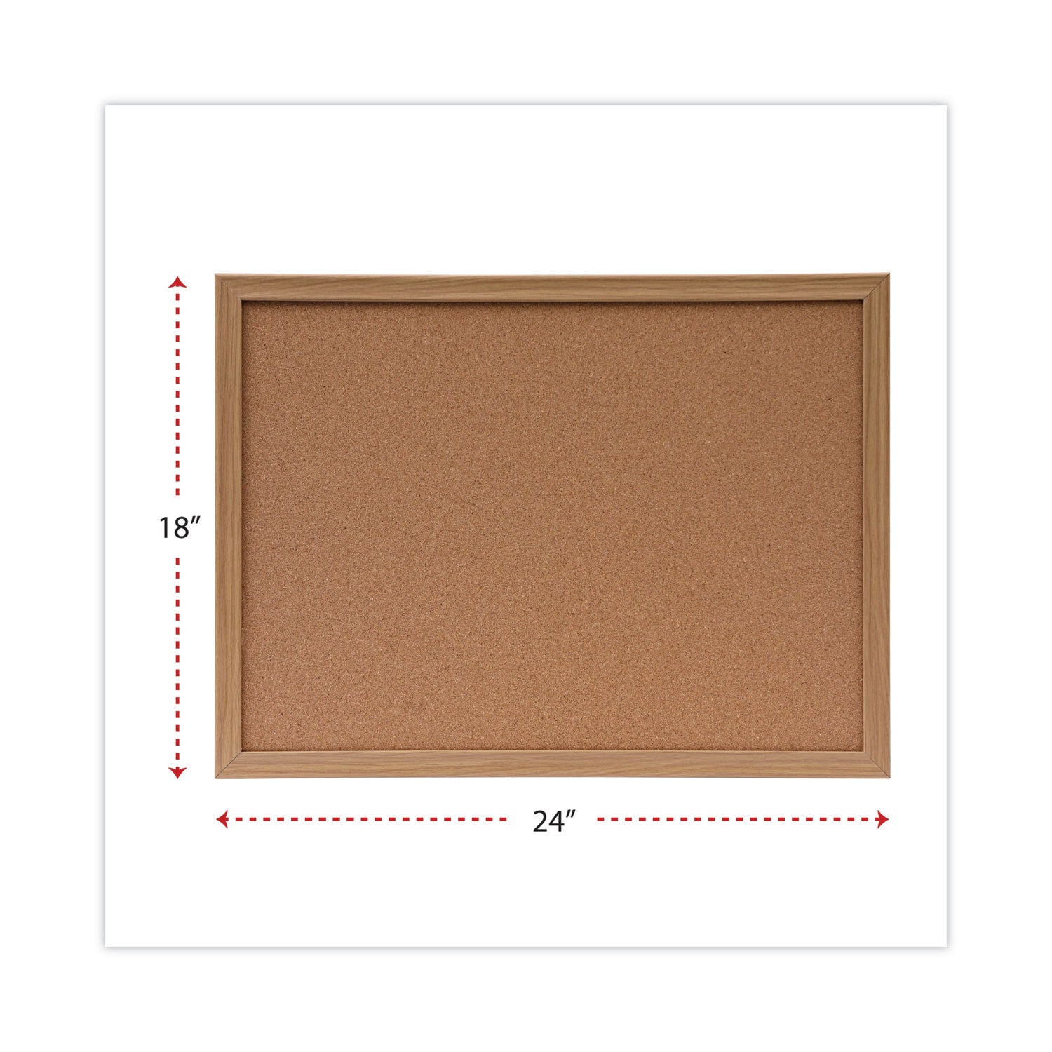 Cork Board with Oak Style Frame, 24 x 18, Tan Surface -