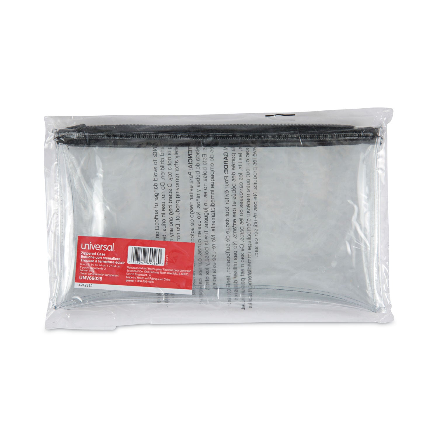 zippered-wallets-cases-leatherette-pu-11-x-6-clear-black-2-pack_unv69026 - 2