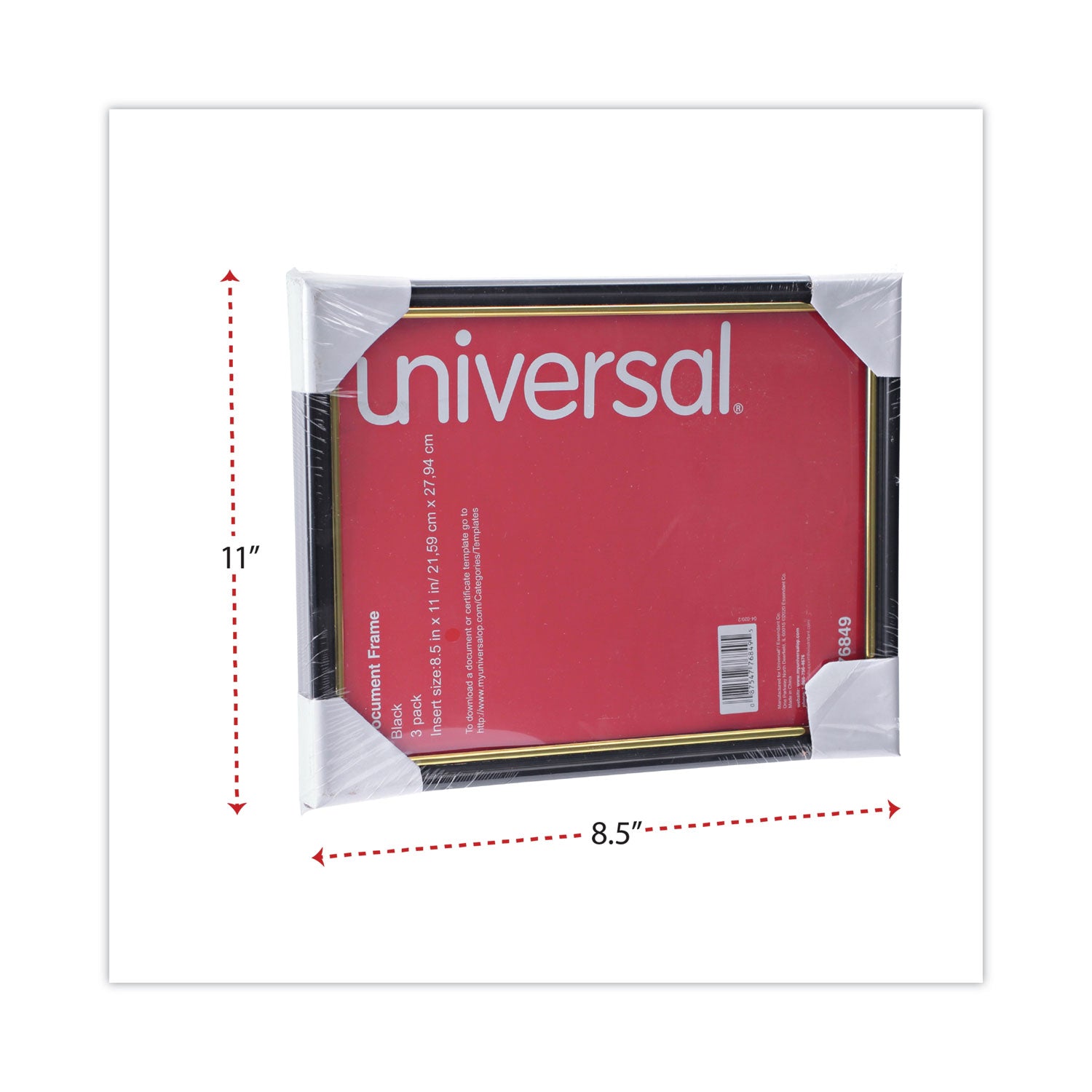 All Purpose Document Frame, 8.5 x 11 Insert, Black/Gold, 3/Pack -